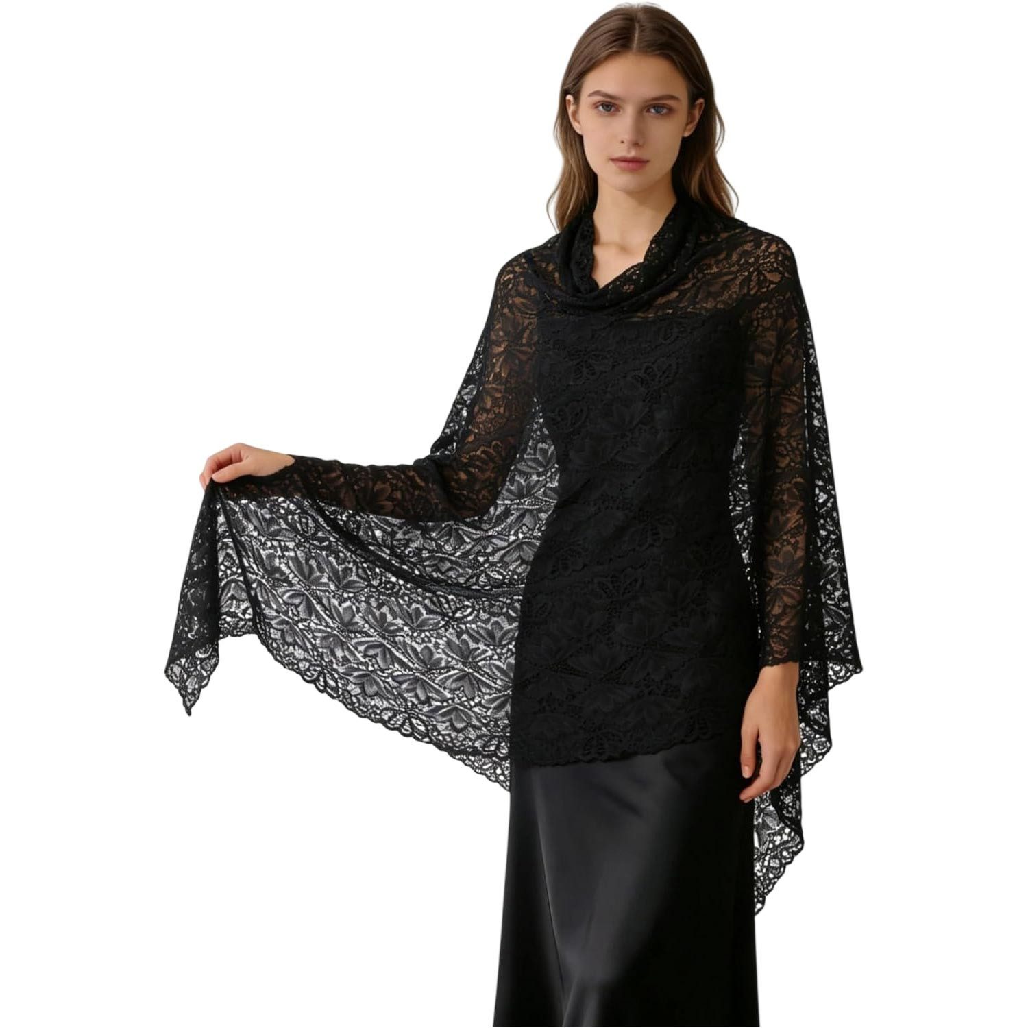 Refttenw Modeschal Stola für Abendkleid Spitzenstola mit Strass Stola Damen Festlich, 190x75cm