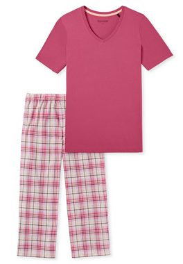 Schiesser Pyjama Comfort Essentials (Set, 2 tlg) Schlafanzug - Baumwolle - Atmungsaktiv - Set aus T-Shirt und 3/4-Hose