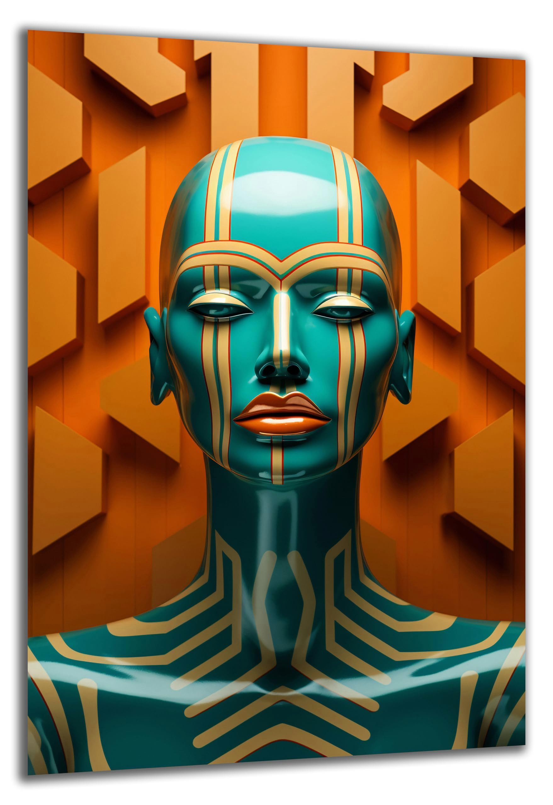 DARO Design Wandbild Afrikanische Kunst Wandbilder Wand Deko Bilder Modern Leinwandbild, (Kunst Africans Gesicht - Bild klein Wohnzimmer Schlafzimmer Büro Flur Esszimmer Einteilig Querformat Fotodruck Afrikanische Kunst), 30x20 cm