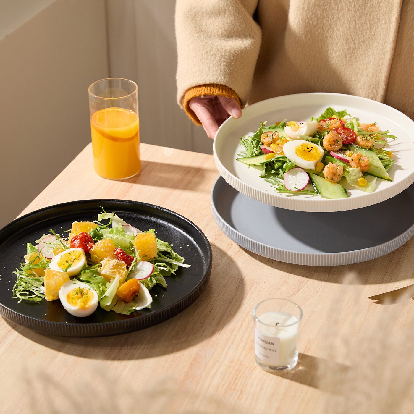 JIWOO Teller 4er Ø27,7cm, Speiseteller Steakteller Dessertteller Brotteller Plate, (3 St), Keramik Hochwertiges Tellerset Bunt Mikrowellen spülmaschinenfest