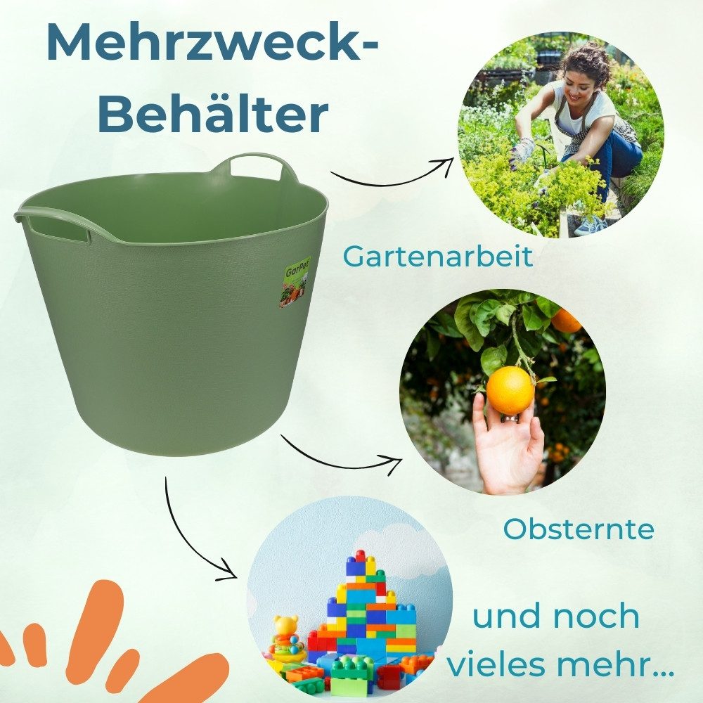 GarPet Allzweckkorb 2er Set Flexibler Eimer 25 L Wäsche Wanne Garten Korb rund Futtertrog