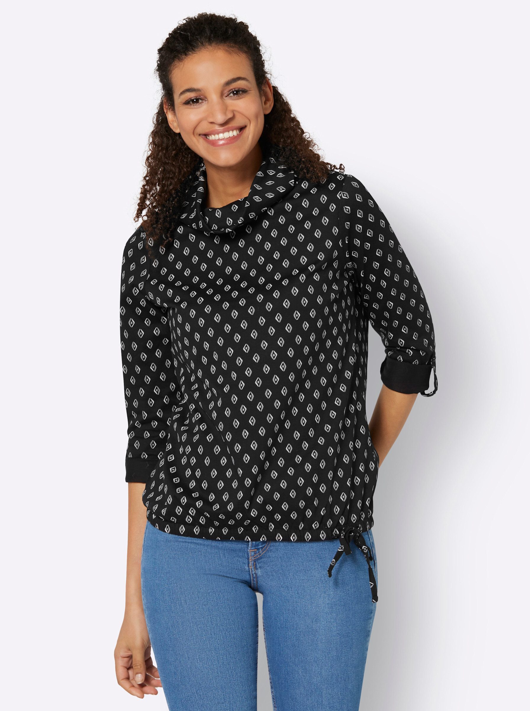 schwarz-ecru-bedruckt