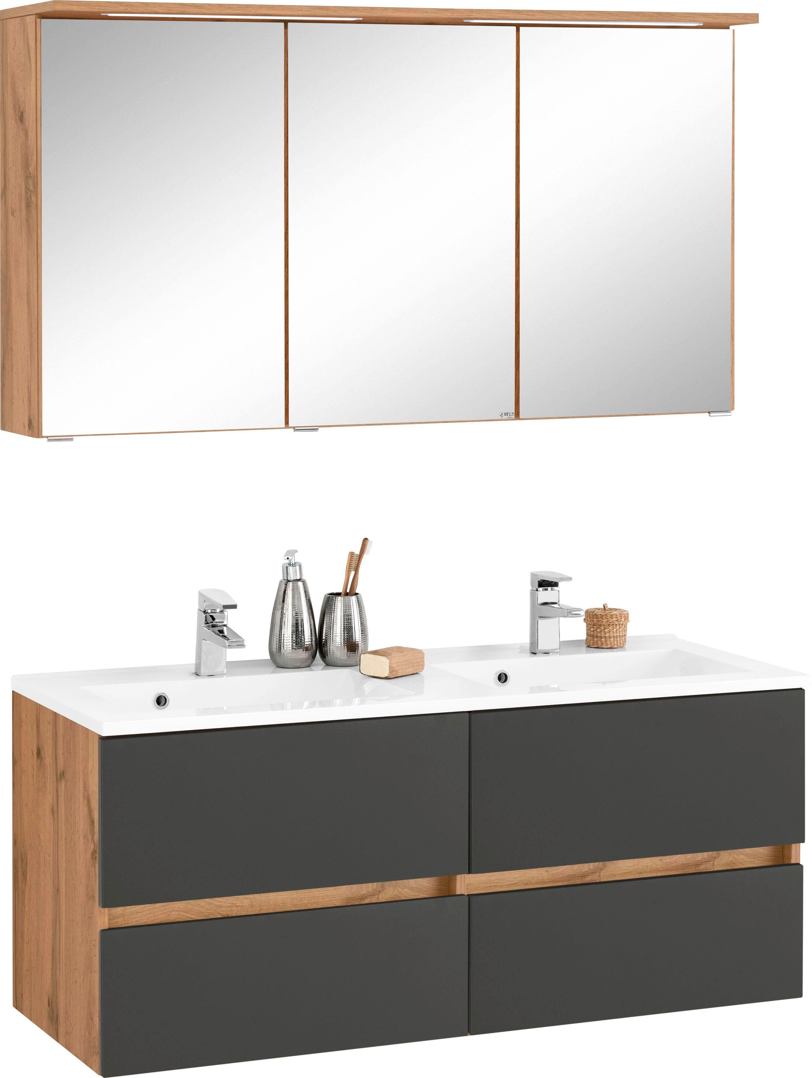 welltime Badmöbel-Set Lucca, (2-St), Doppelwaschtisch, Breite 120 cm günstig online kaufen