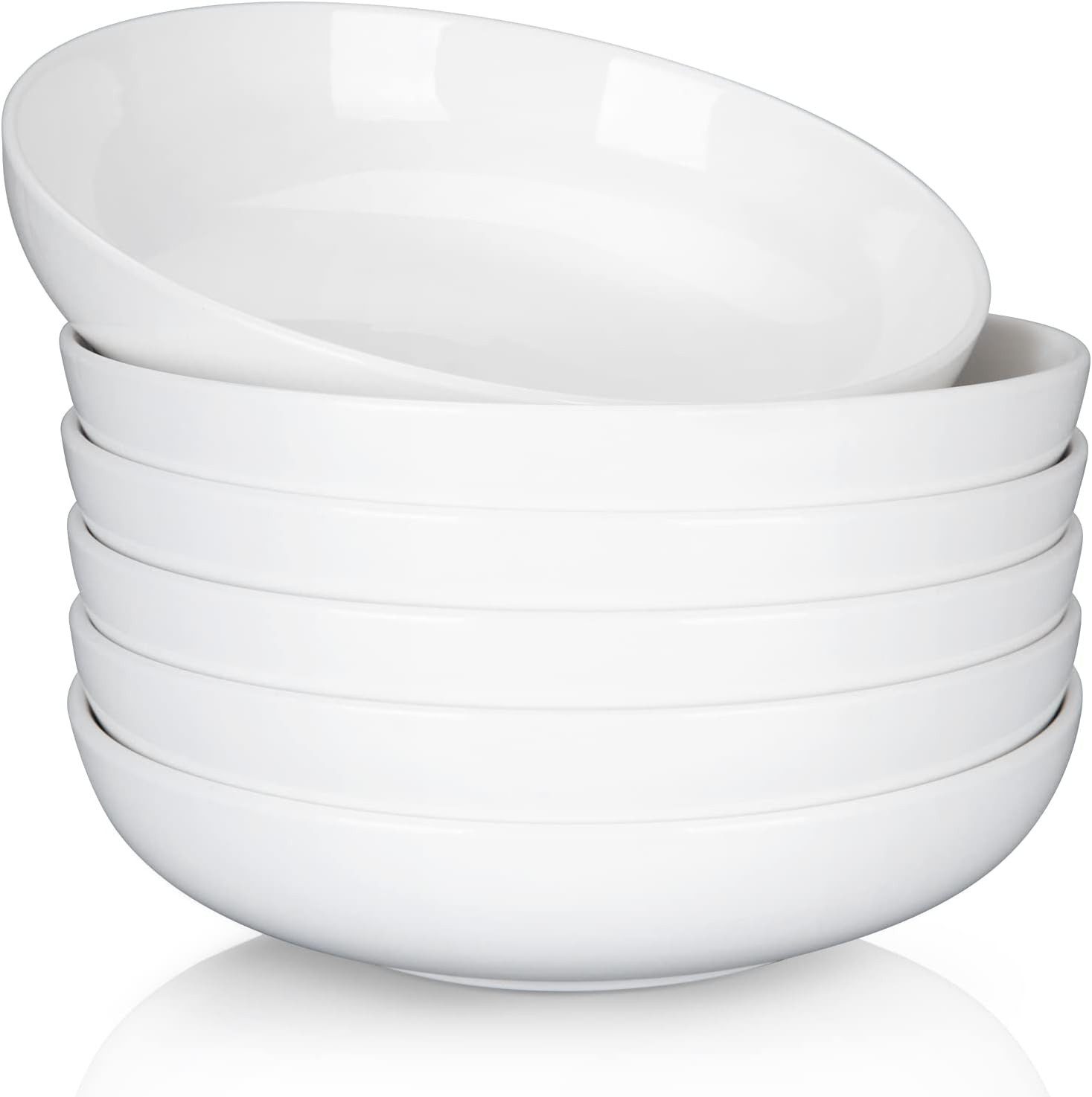 GarveeMore Паста тарелка 8" Суповая тарелка,6 Teilig Cremeweiße Porzellan Салатная тарелка, Φ20,32 cm/H 5,08 cm, perfekt für Pasta,roße Salate,Suppen,Eintöpfe