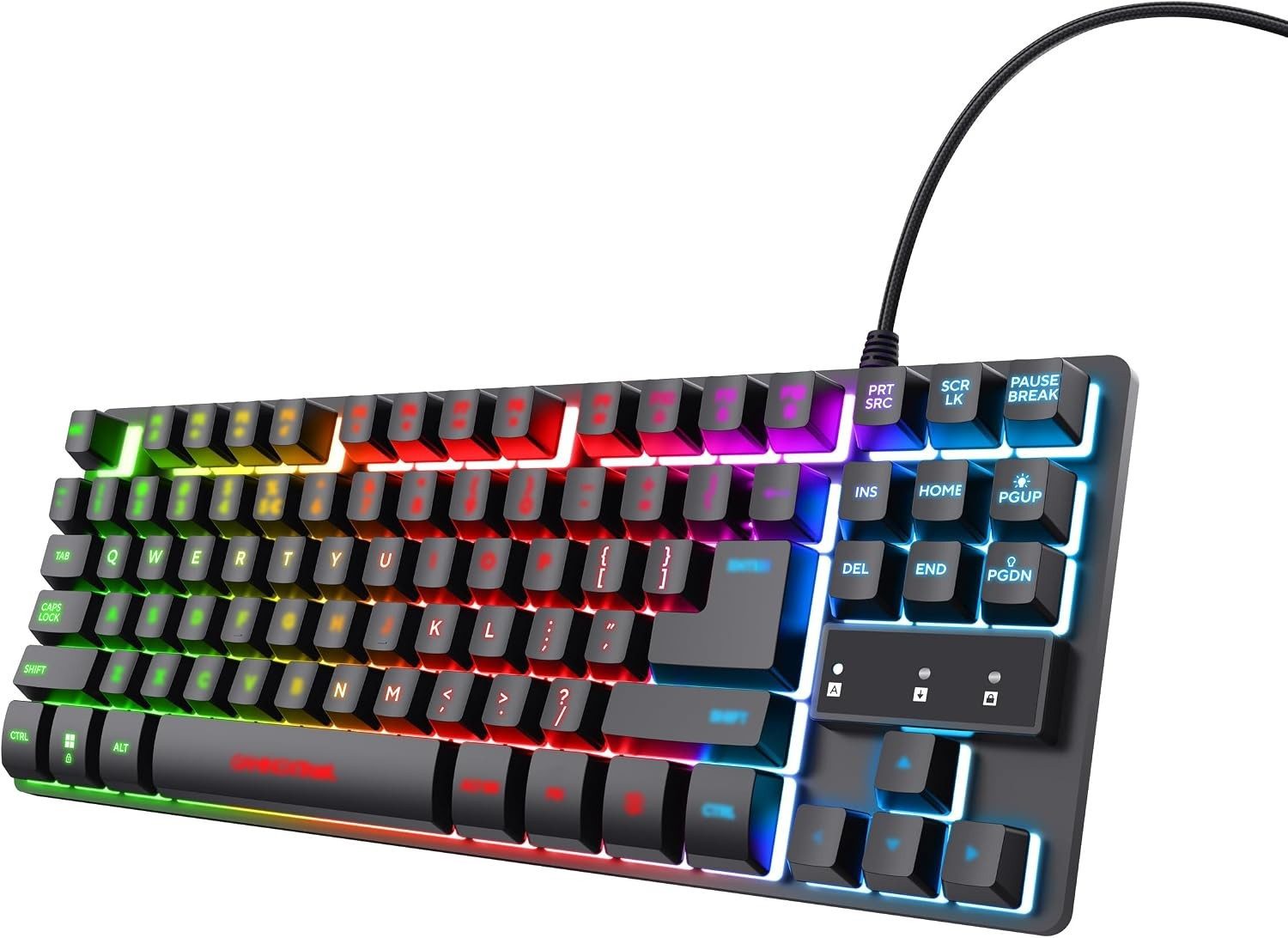 Trust GXT 833 Thado Gaming Tastatur TKL USB QWERTZ LED Beleuchtung Gaming-Tastatur (RGB Beleuchtet PC Keyboard DE Layout)