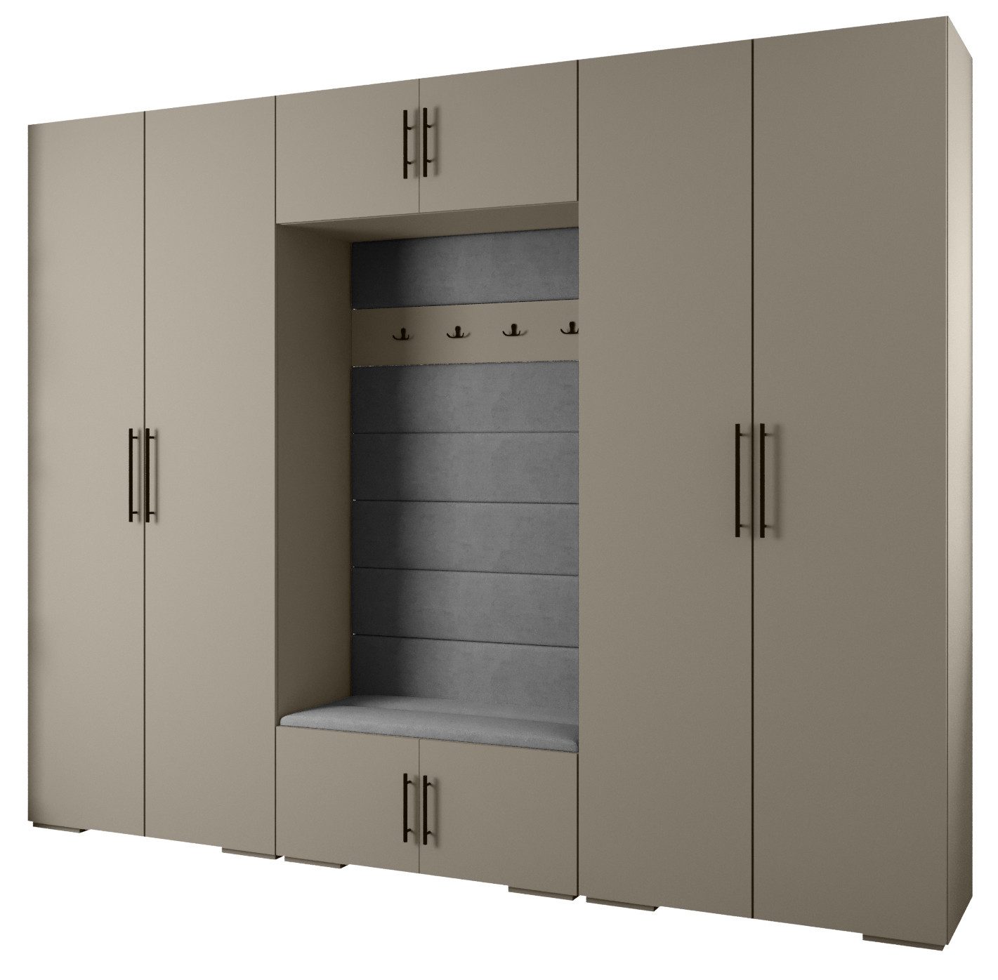 ABIKS MÖBEL Kompaktgarderobe INOVA 3 SATZ 9 Möbelset, Garderobe mit Kleiderstange und Regalen