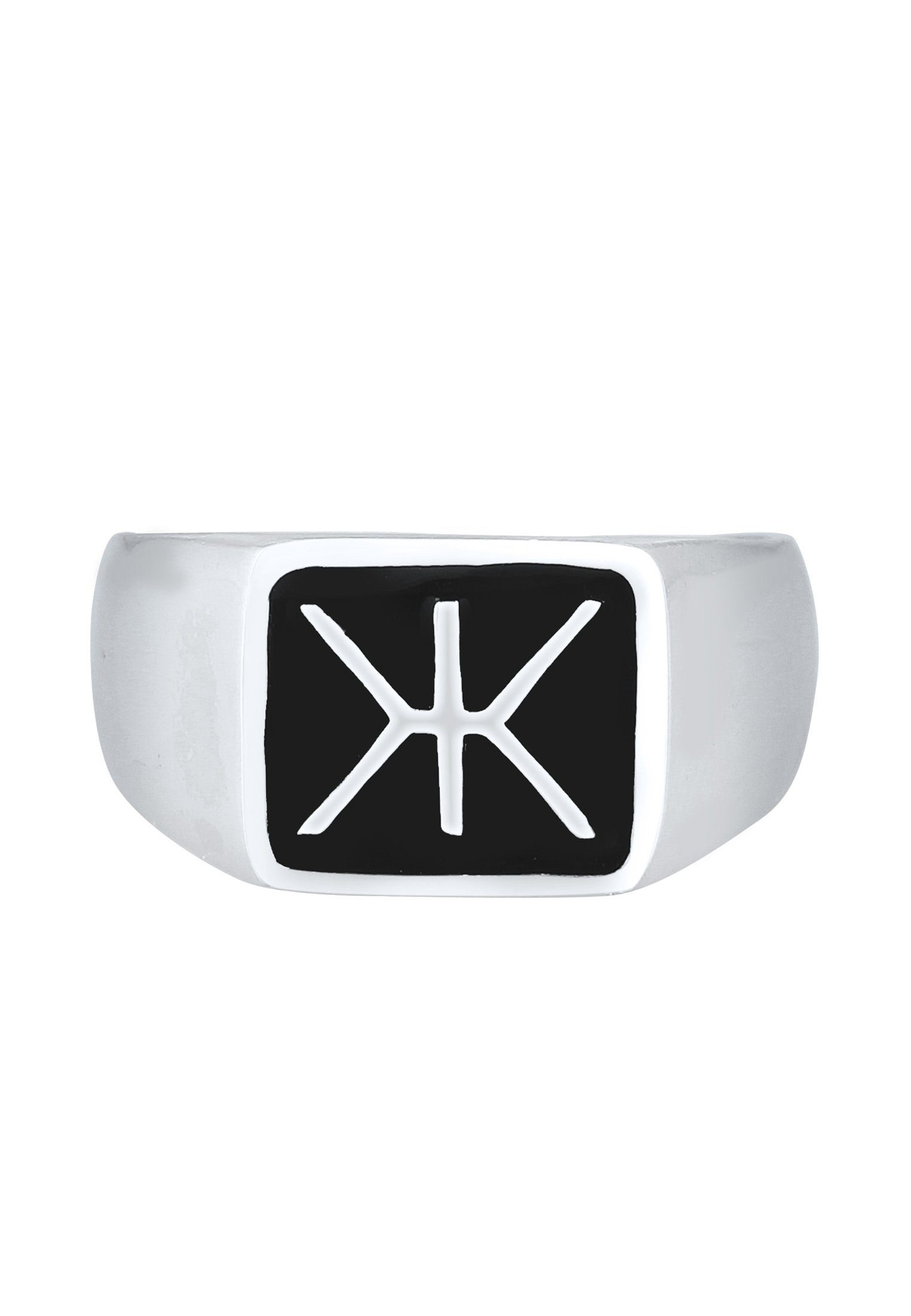 Kuzzoi Siegelring Herren Siegelring Emaille Logo Basic 925 Silber