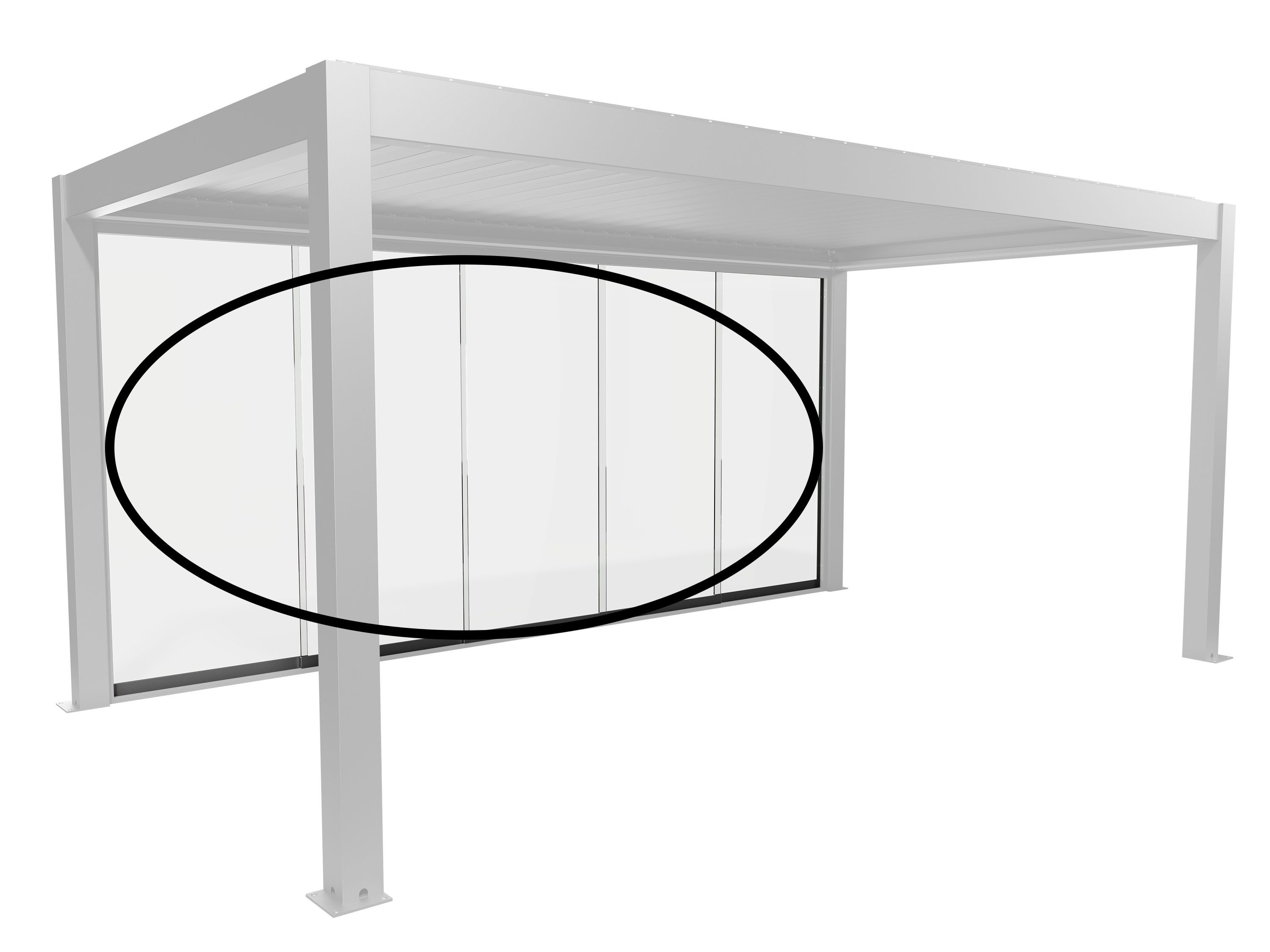 Biohort Glasschiebetür Klarglas Gr. 5,5 m für Pergola, verschiedene Farben, 512,5x 234,9 cm, Glaselemente aus 10 mm ESG