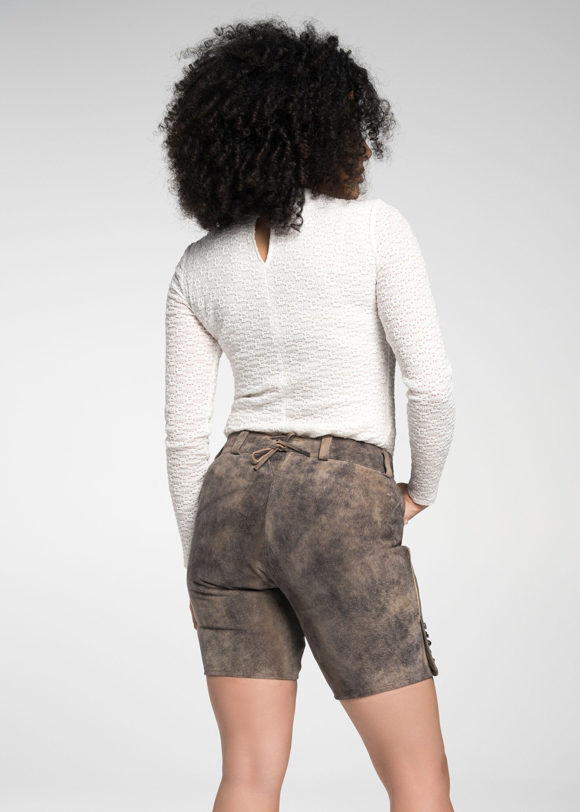 Spieth & Wensky Shorts Lederhose "Filipa" Feminine Stickereien