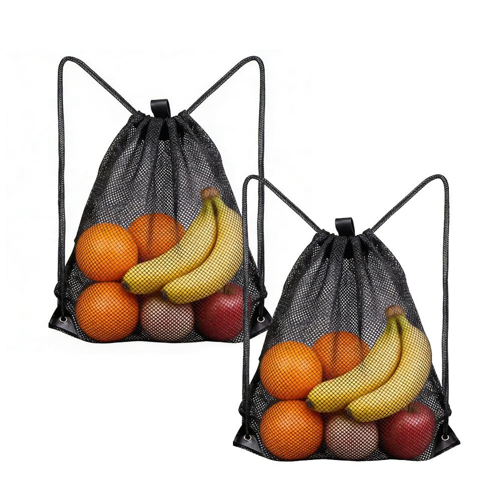 FOUORTUNATE-BEE Beuteltasche 2er Set Netzbeutel mit Kordelzug 50x45 cm Sport und Strandtasche (2-tlg), Für Fitness, Reisen, Camping, Yoga und Freizeit vielseitig