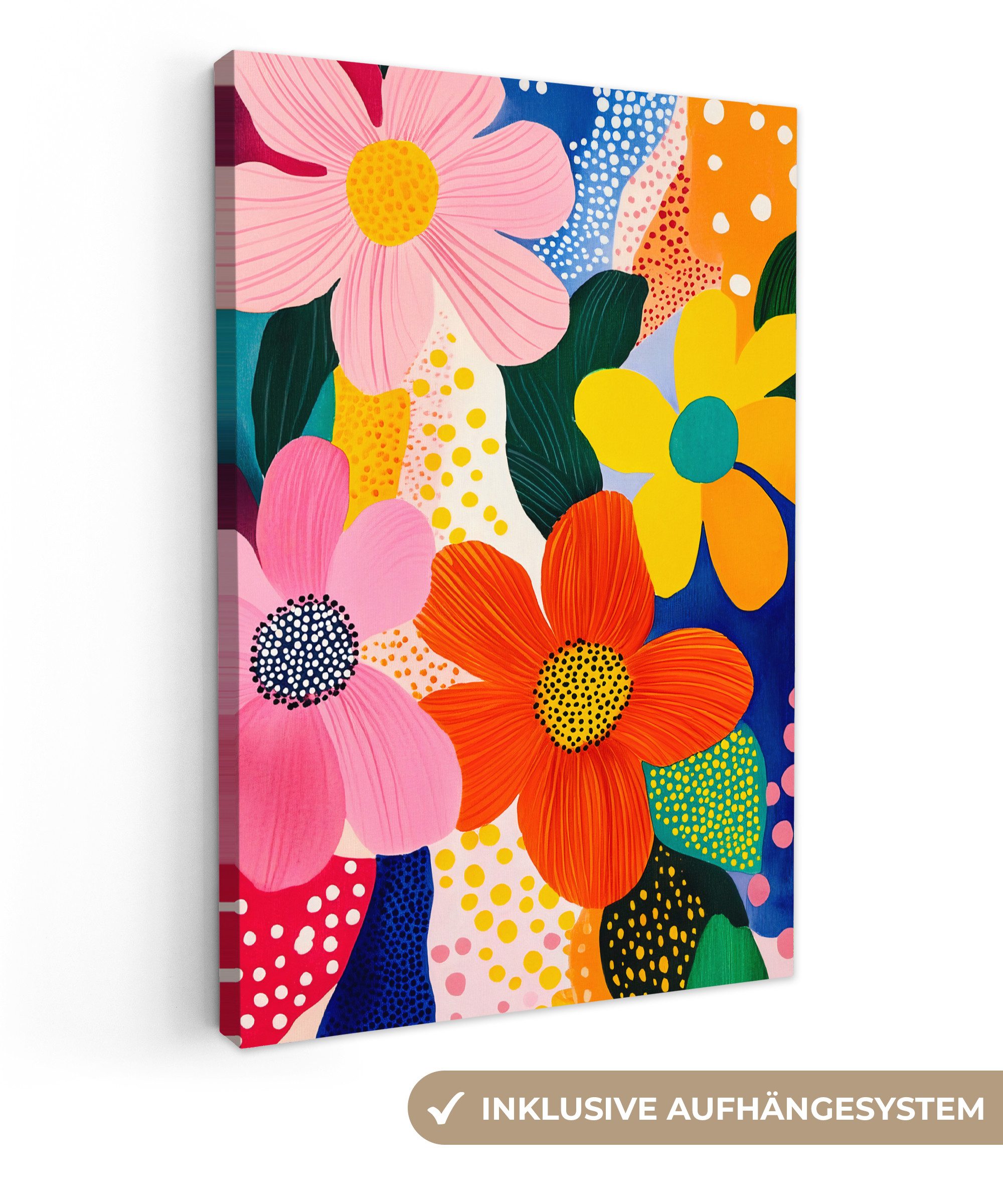 OneMillionCanvasses® Leinwandbild Blumen - Bunt - Tupfen, Fotodruck (1 St), günstig online kaufen