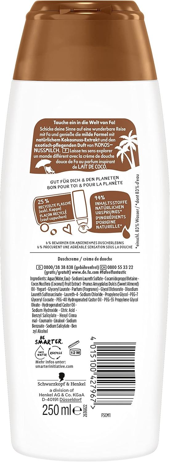 FA Duschgel Coconut Milk, Kokosnuss-Extrakt, 6x 250 ml, 6-tlg., Exotisch, Pflegend, Vegan