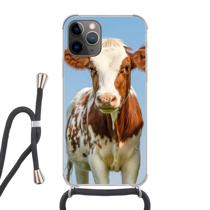 MuchoWow Handyhülle Kühe - Himmel - Tiere - Bauernhof - Porträt Handyhülle Telefonhülle Apple iPhone 13 Pro