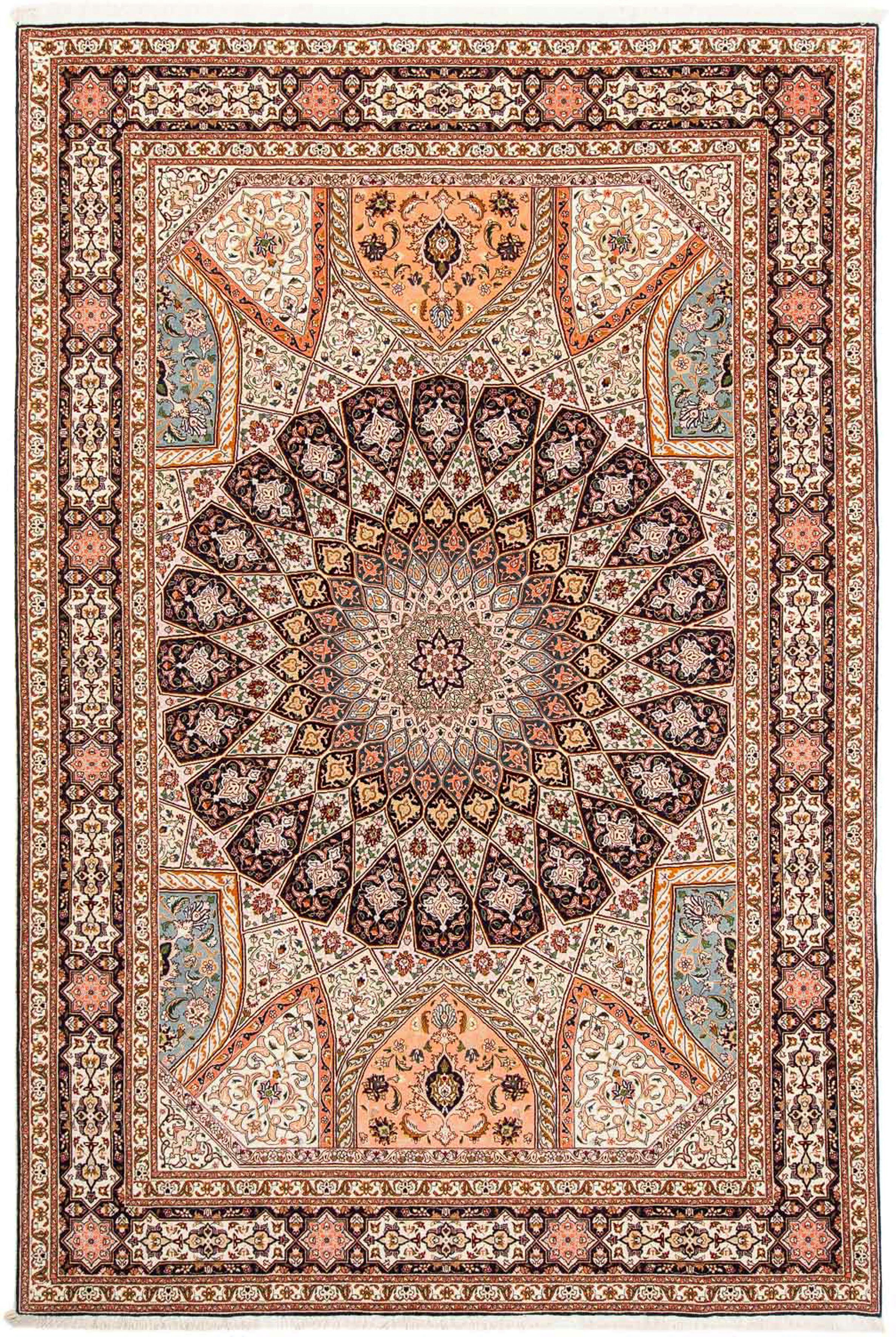 Orientteppich Perser Zertifikat 305 mit Royal mehrfarbig, Wohnzimmer, morgenland, - rechteckig, Handgeknüpft, - - 208 Einzelstück Täbriz mm, Höhe: cm - x 7