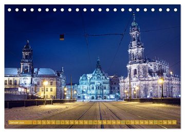 CALVENDO Wandkalender Romantisches Dresden im Winter (Tischkalender 2024 DIN A5 quer)