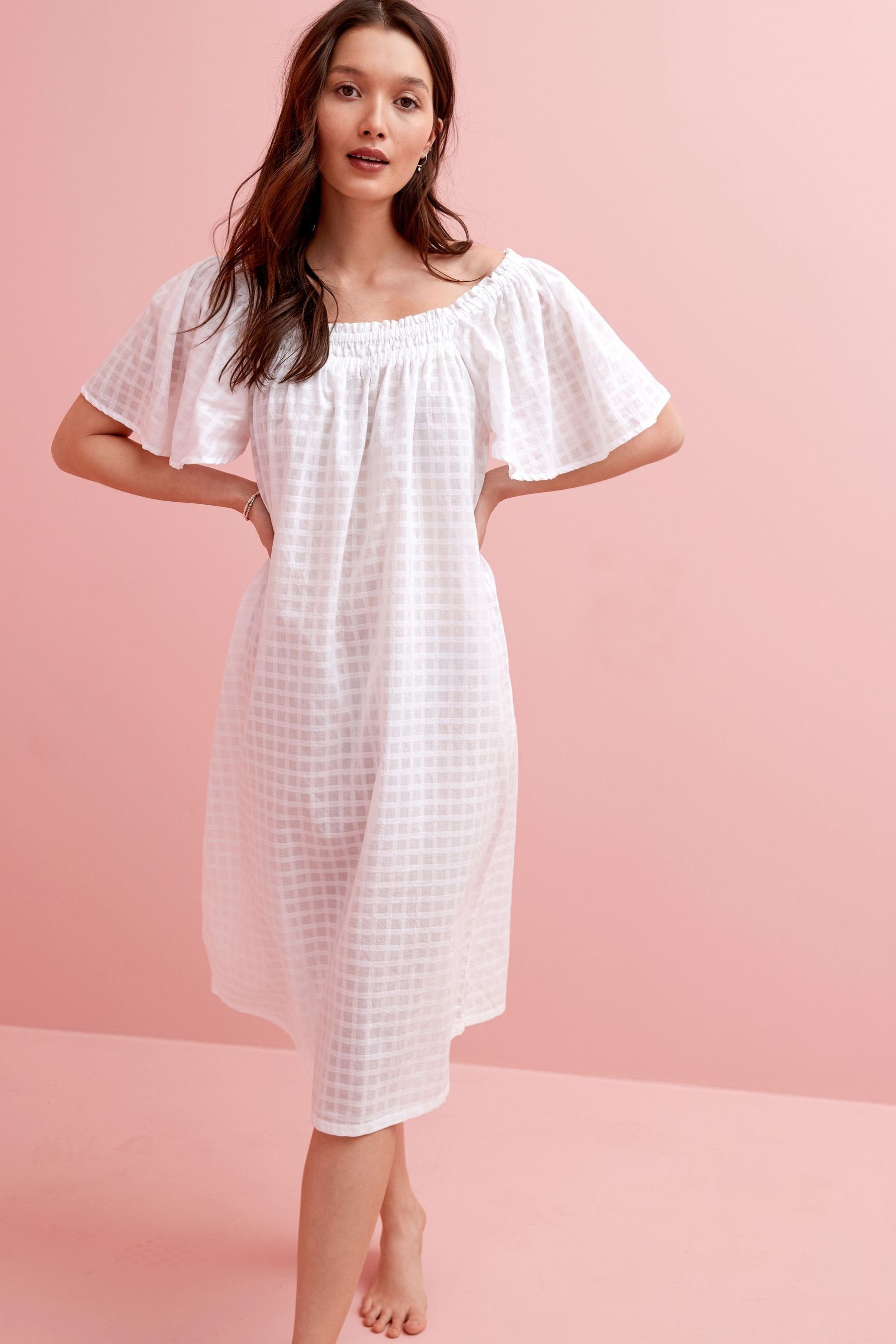 White Next (1-tlg) Nachthemd Nachthemd Baumwolle aus