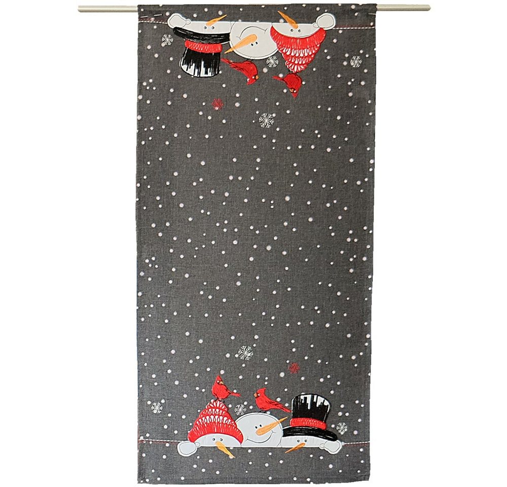 matches21 HOME & HOBBY Tischdecke Tischläufer ALICIA Schneemänner Stick Polyester grau 40 x 85 cm (1-tlg), Pflegeleicht & waschbar bei 30 °C