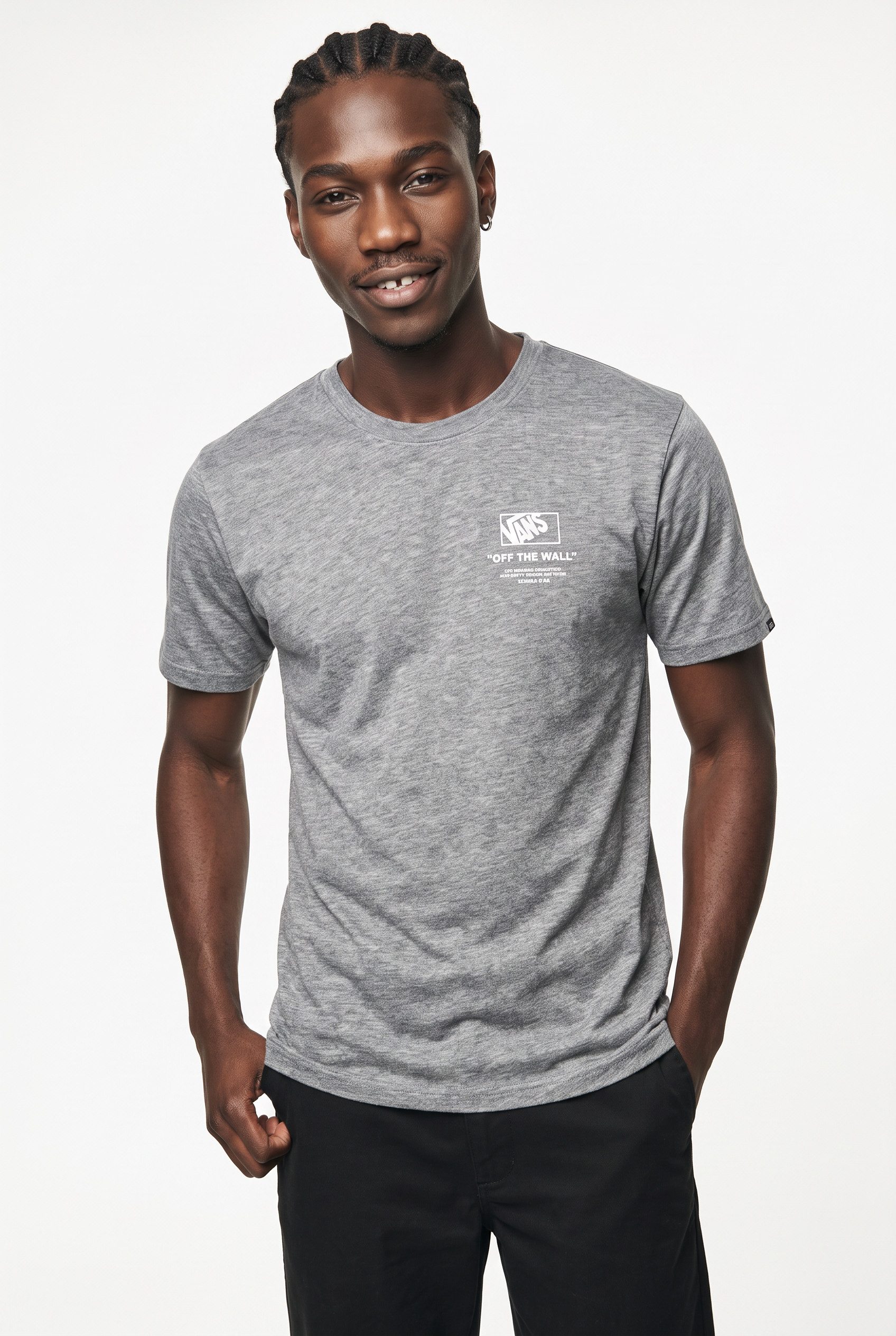 Vans T-Shirt Stacked Hi SS Tee für Erwachsene, mit Kurzarm, aus Baumwolle, normale Länge