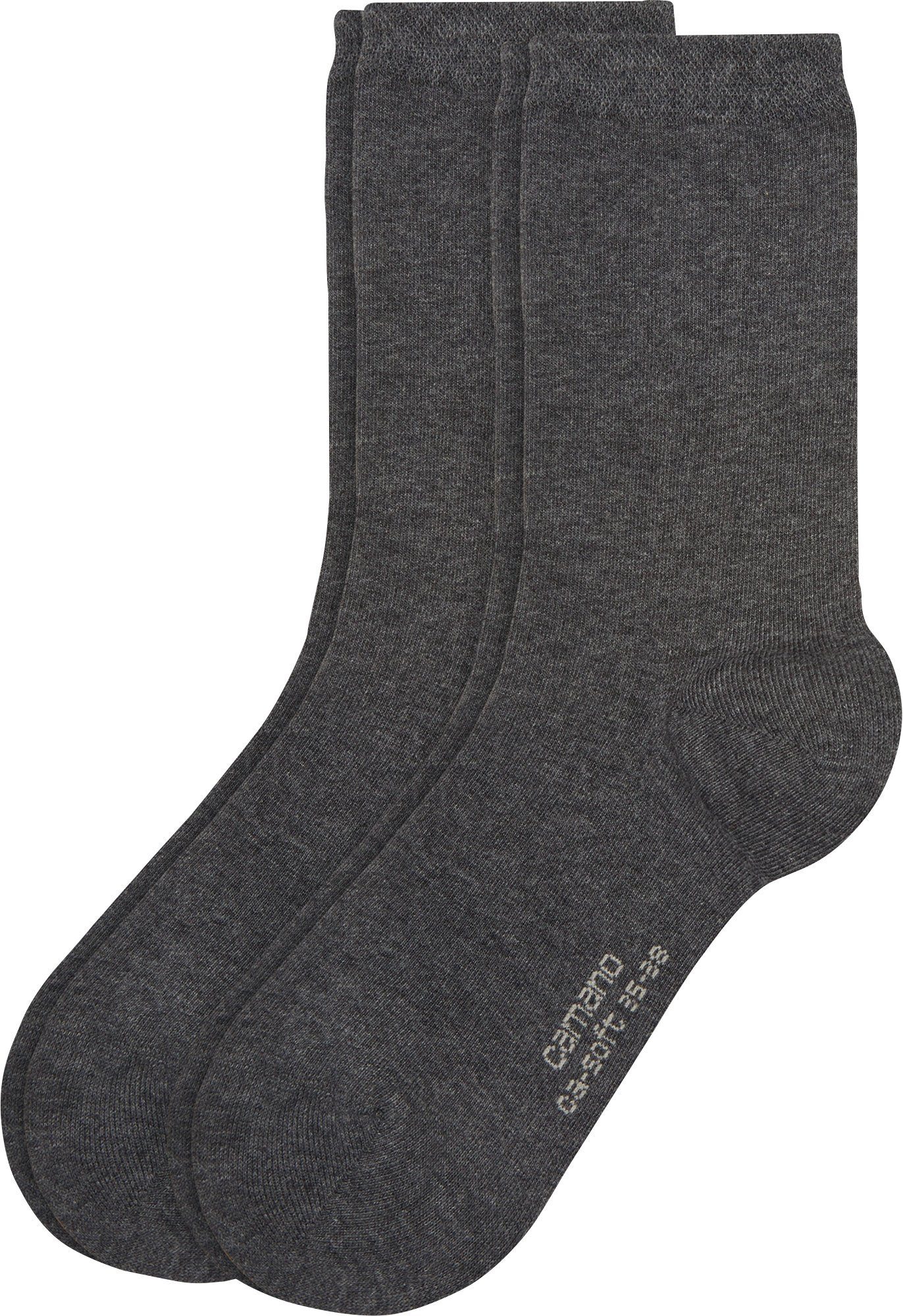 Camano Socken Damen-Socken 2 Paar Uni anthrazit-melange