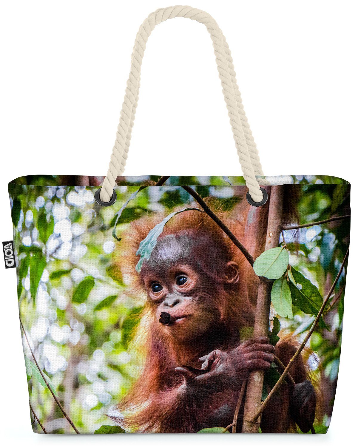 VOID Strandtasche (1-tlg), Orangutan Affe Dschungel Baby Dschungel Urwald Tiere Zoo Äffchen Safa