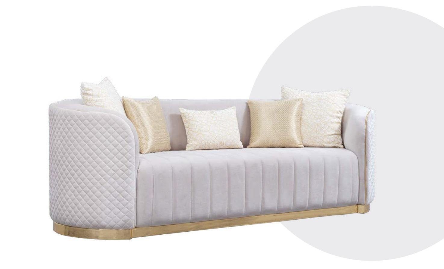 JVmoebel Chesterfield-Sofa, Luxus Sofagarnitur 3tlg. Set Textil Möbel Polster Ovale Samt Sofa