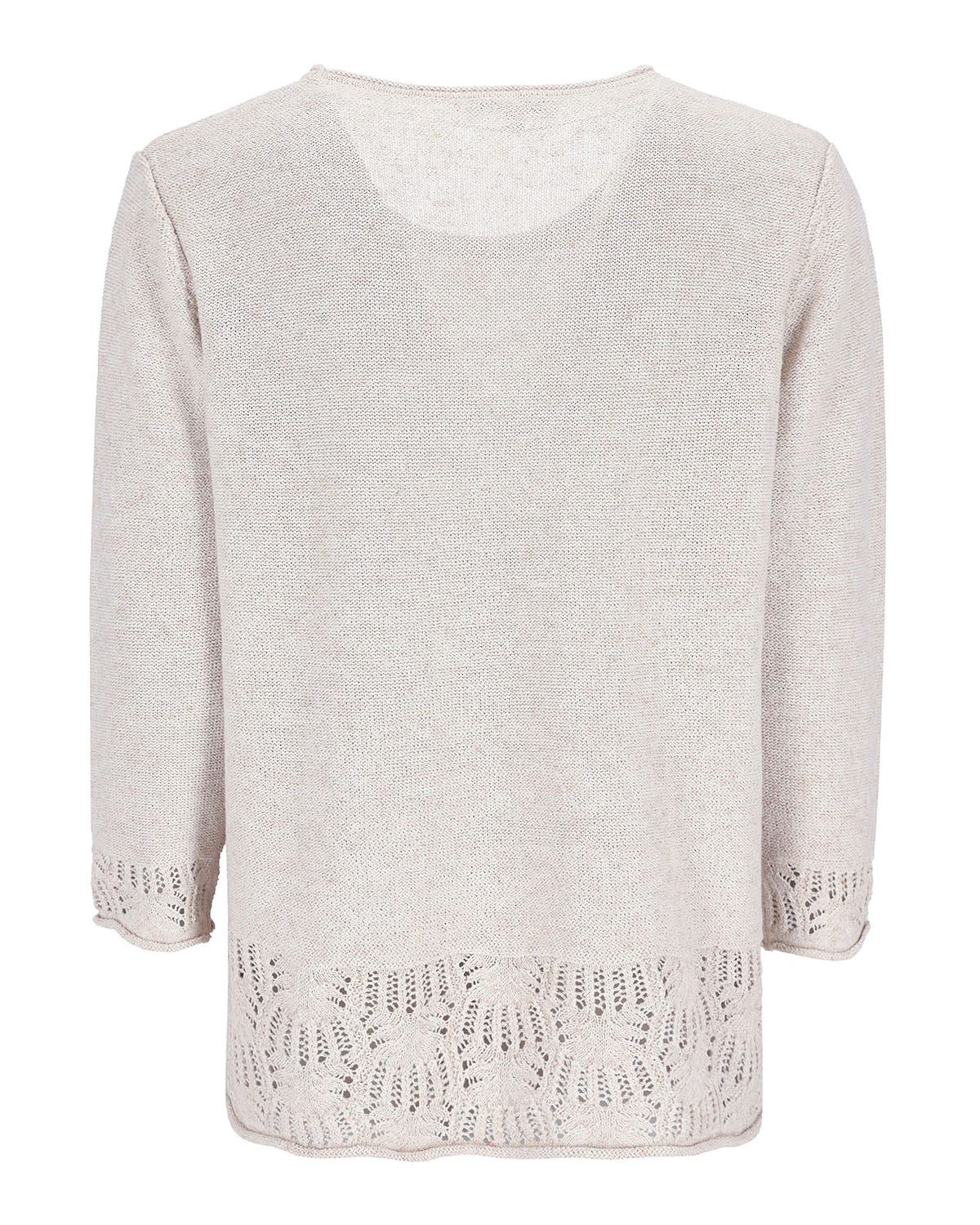 Hajo Rundhalspullover Pullover Moulinéoptik 3/4 Arm