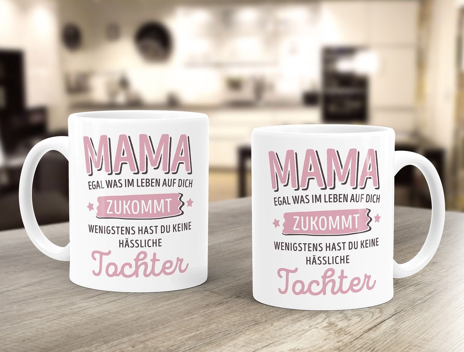 MoonWorks zukommt Tasse wenigstens keine hast was Leben Tasse weiß anpassen hässlichen Geschenk egal dich im Kaffee-Becher auf Keramik Mama-Tochter du MoonWorks®, Kinder