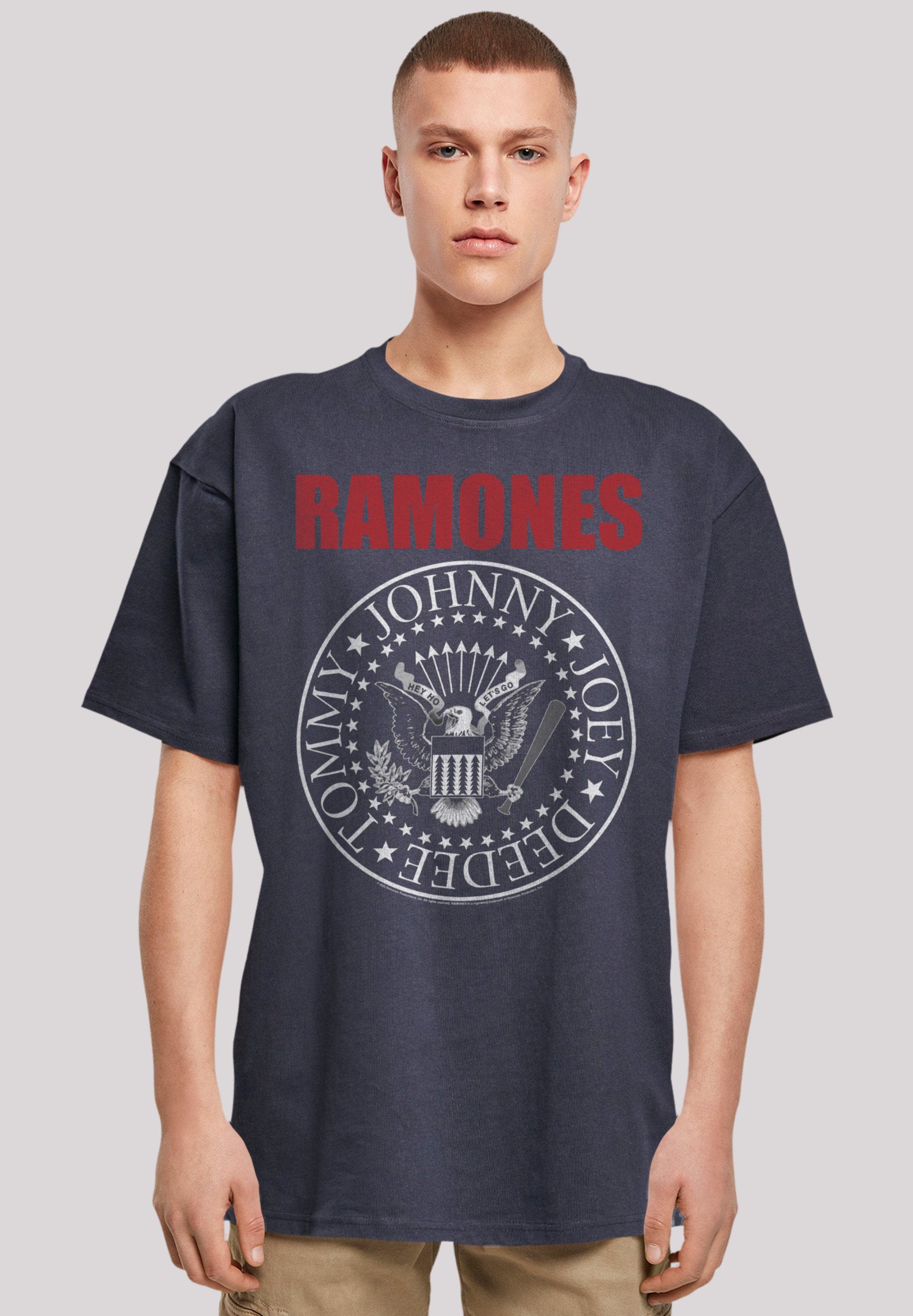 F4NT4STIC T-Shirt Ramones Rock Musik Band Red Text Seal Premium Qualität, Band, Rock-Musik navy