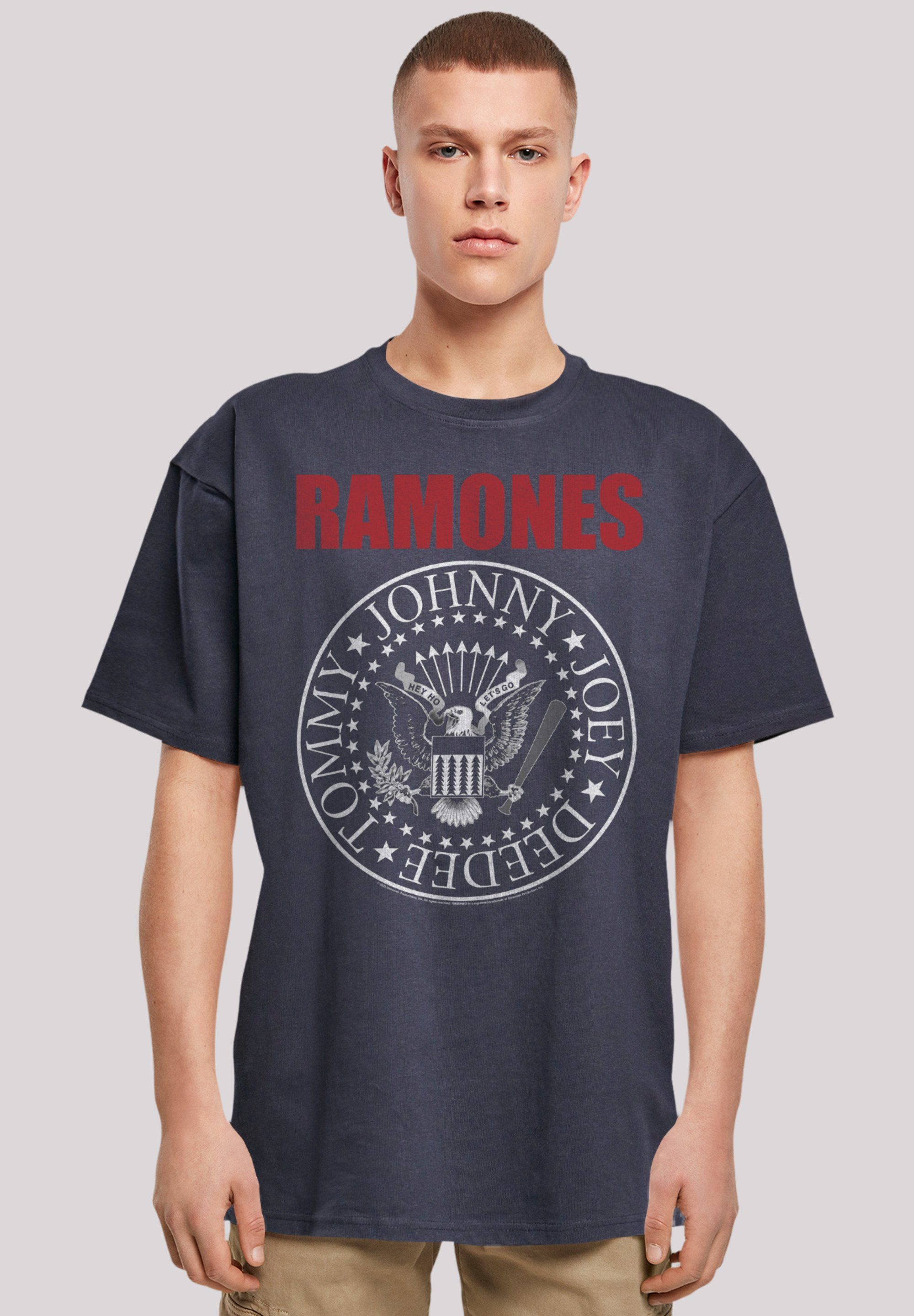 Rock und Rock-Musik, überschnittene Qualität, Band, Premium Musik F4NT4STIC Text Passform Band Seal Schultern Ramones Weite Red T-Shirt