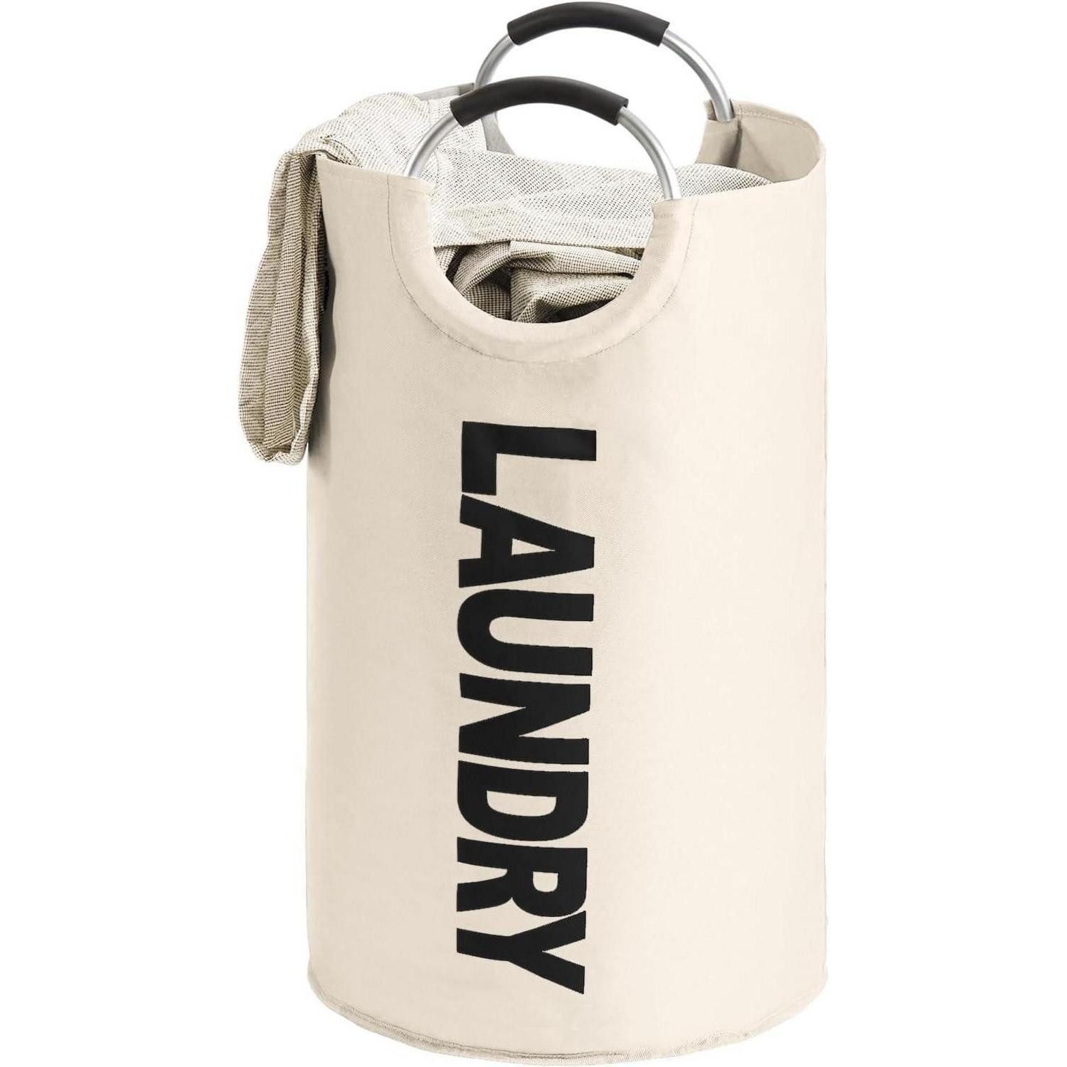 LuxusKollektion Wäschesack Wäschekorb Faltbar Wäschesammler Wäschesack Kapazität Griff 115L Beige