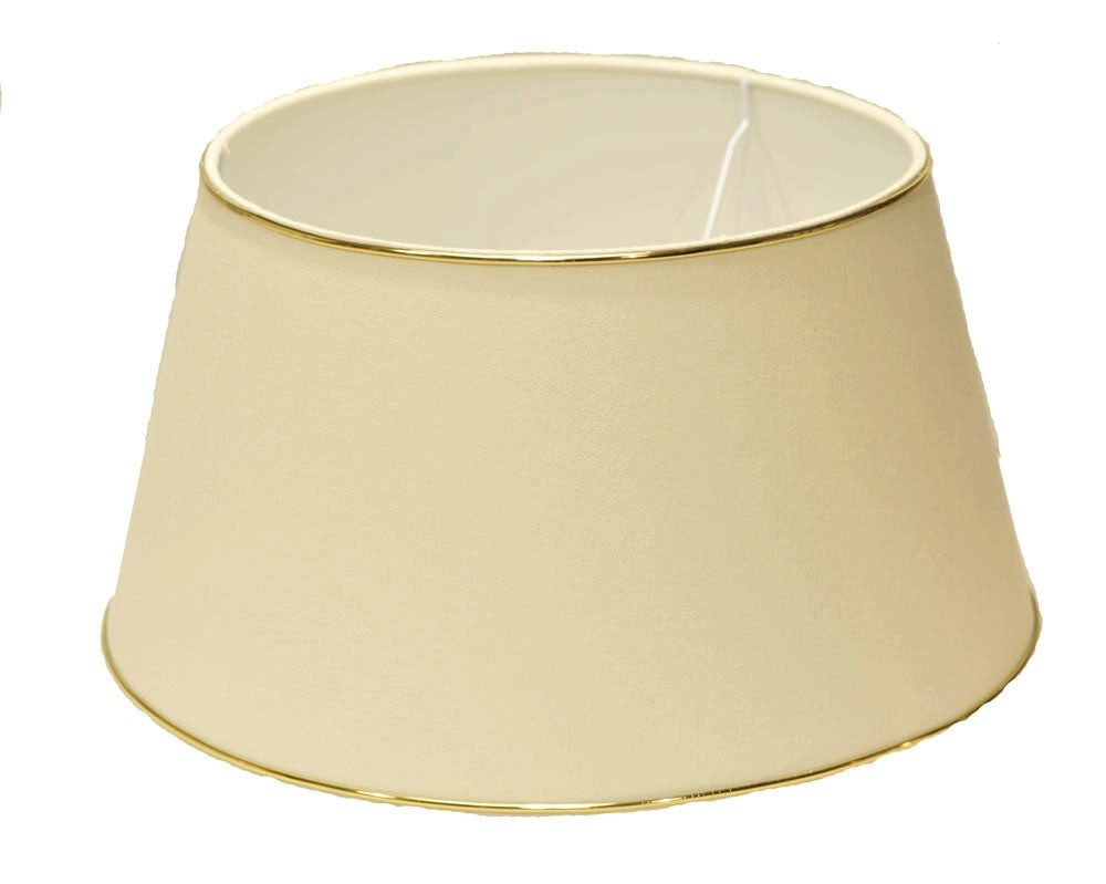 Dirk Davids Leuchten GmbH Lampenschirm Lampenschirm in Rund Leinen Beige mit Goldprofil 20-15-13cm, Edler Leinenstoff mit Goldprofil
