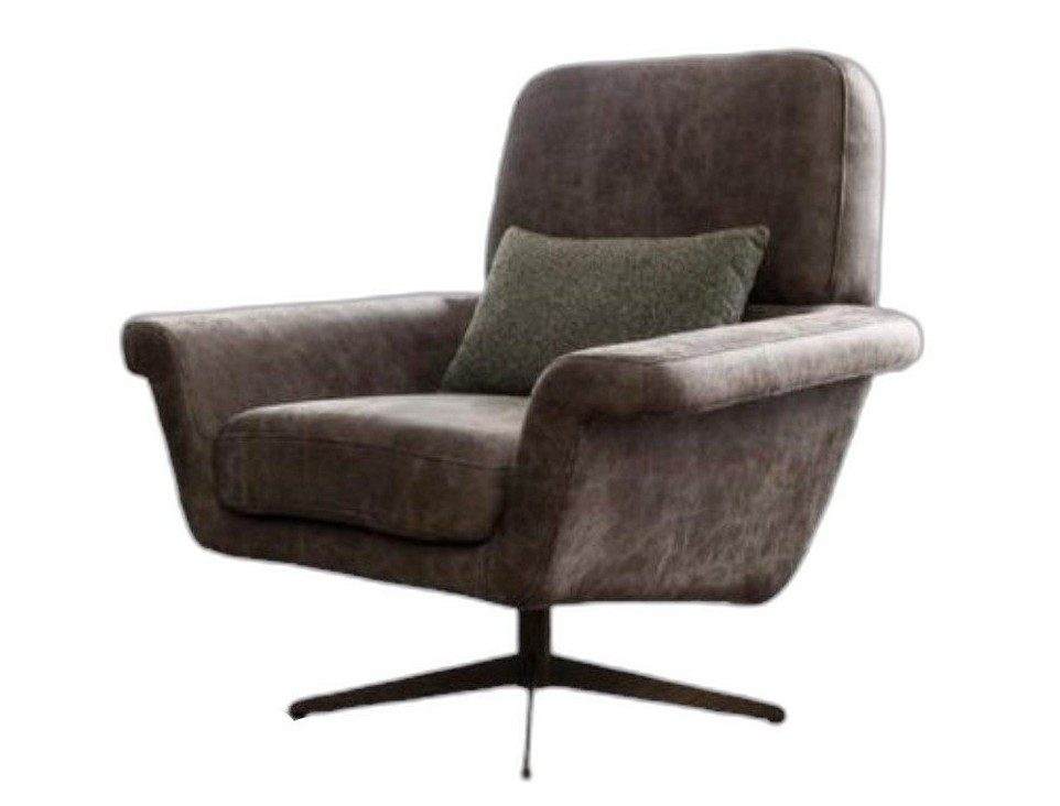 Xlmoebel Sessel Ohrenstuhl Sitzmöbel Cocktailstuhl Zeitgenössisch Grau Kunstleder (1-St., Sessel), Hergestellt in Europa