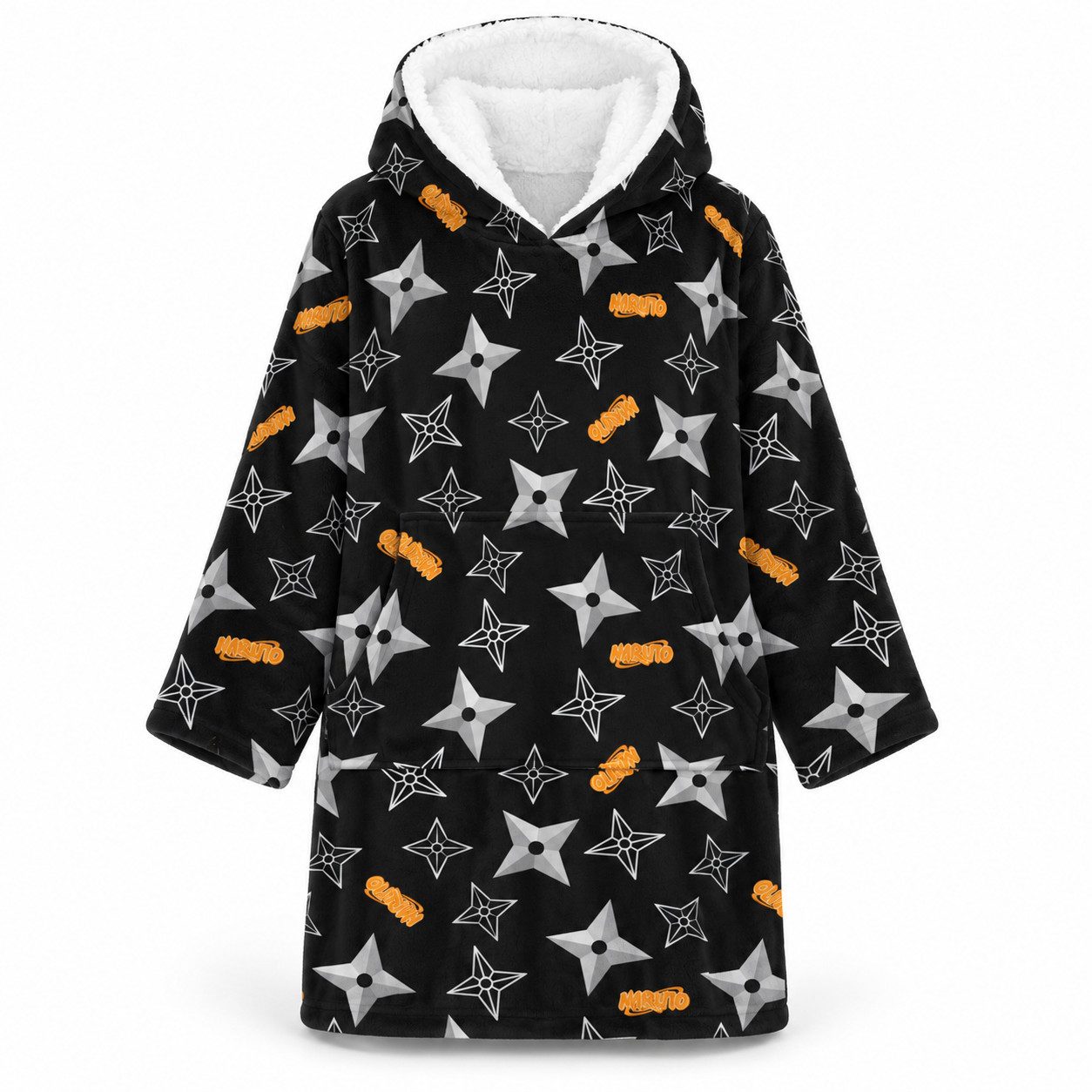 Naruto Sweatponcho Anime Naruto Shippuden Herren Kuschelponcho mit Ärmeln Kapuze Gr. S bis L Onesize