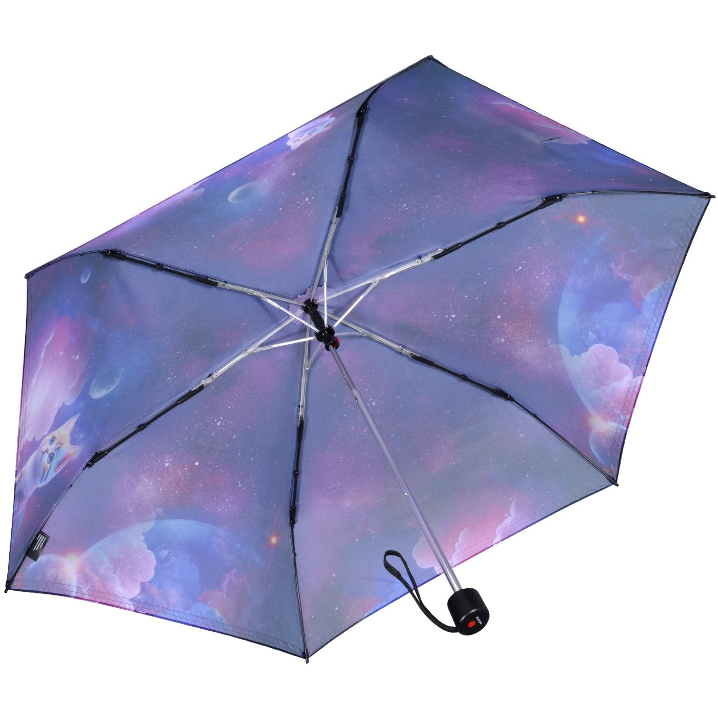 Knirps® Taschenregenschirm Kinderschirm 4Kids reflective mit Katzen, für Sicherheit auf dem Schulweg – Bild 4 von 5