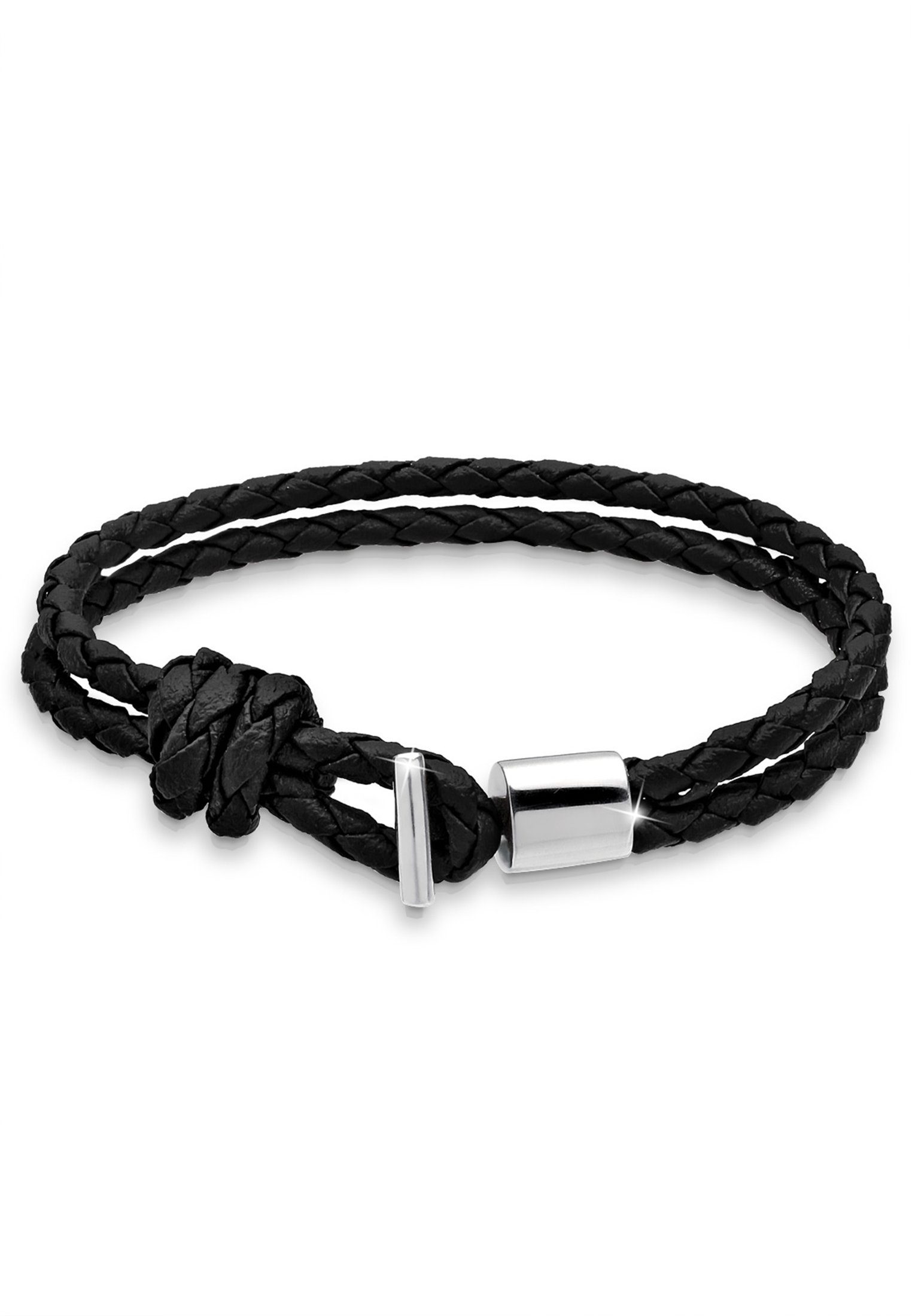 Lederarmband Kunstleder Geflochten 925 Silber