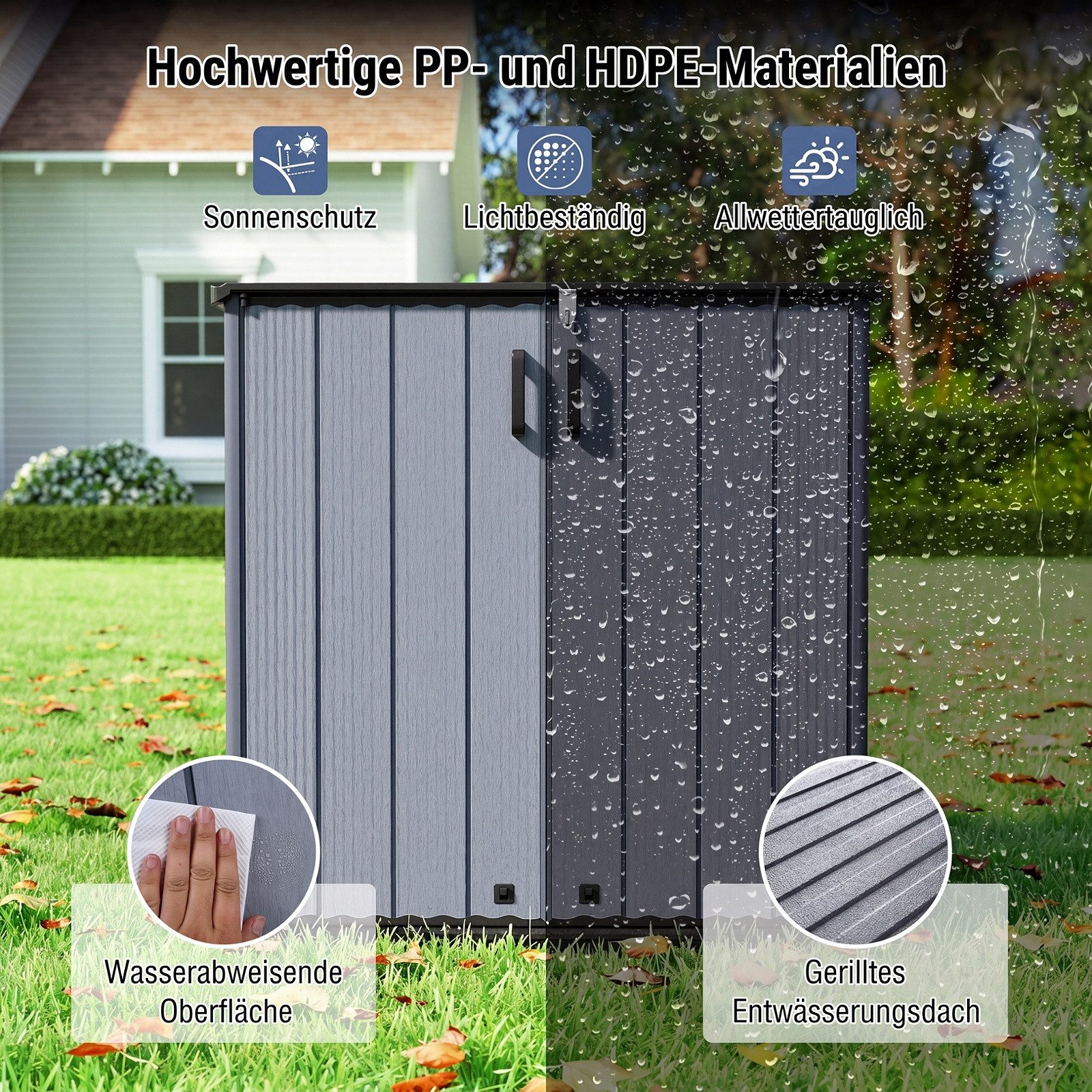 COSTWAY Garten-Geräteschrank, Gartenschrank mit abschließbarer Doppeltür