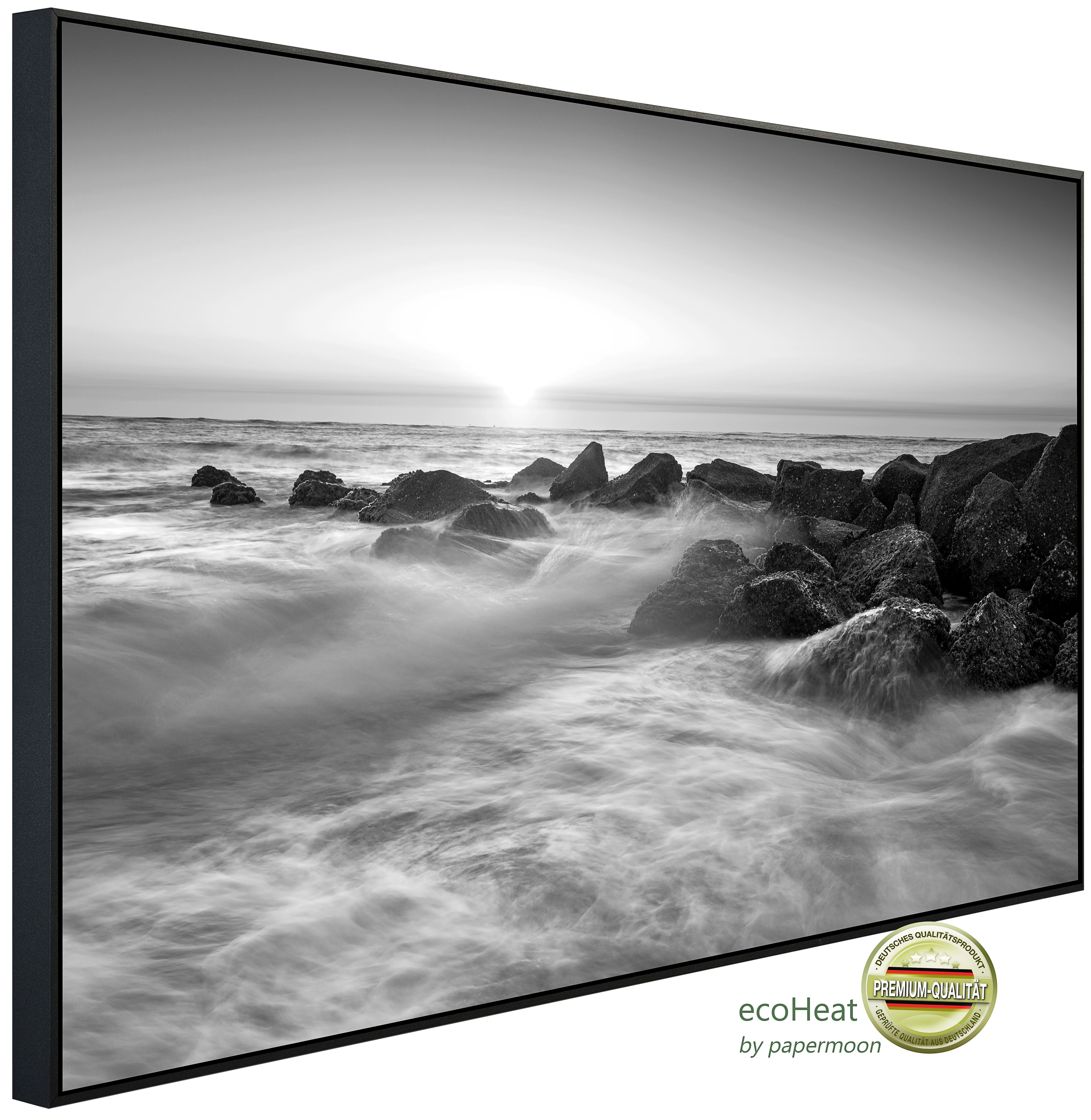 Papermoon Infrarotheizung INFRAROT-BILD-HEIZUNG, Wasser Schwarz & Weiß, TÜV-Rheinland/GS zertifiziert, angenehme Strahlungswärme