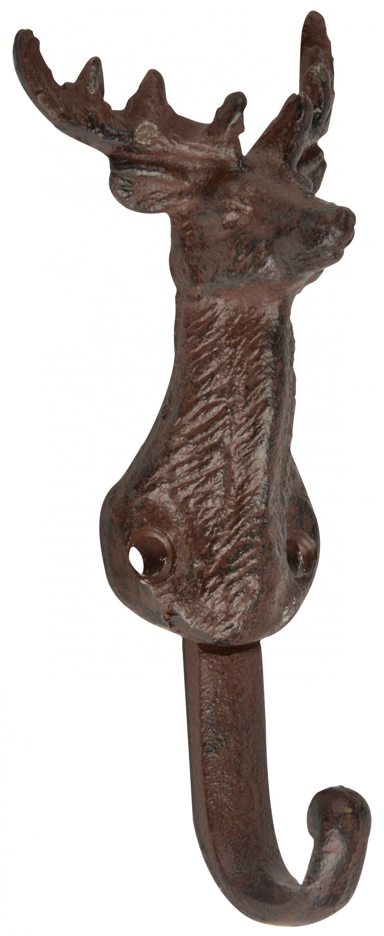 esschert design Wandhaken Wandhaken Hirsch Haken Geweih braun Landhaus Gusseisen Garderobenhaken