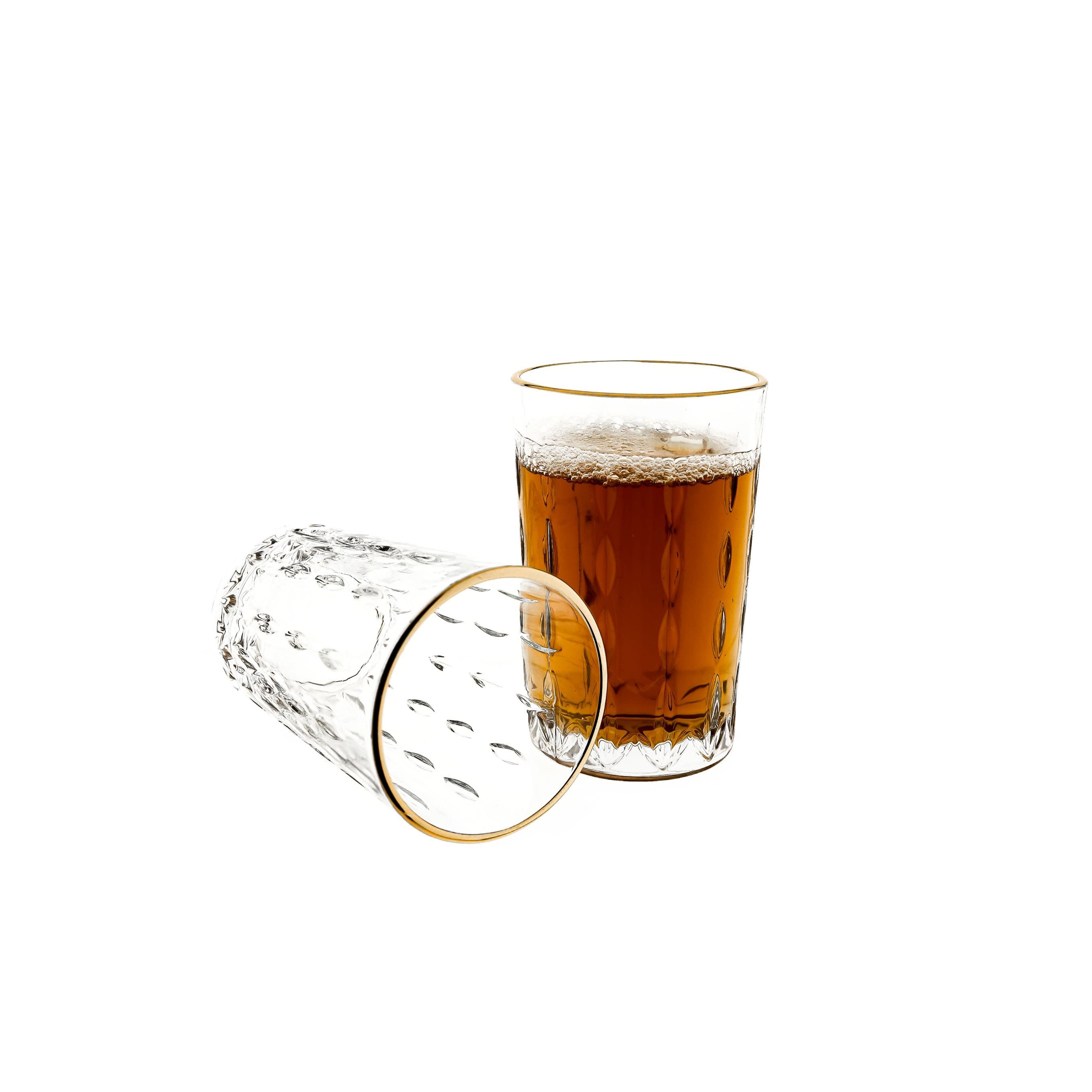 Gläser-Set 12-teiliges Gläser-Set modernes Tropfendesign mit Goldumrandung 150 ml