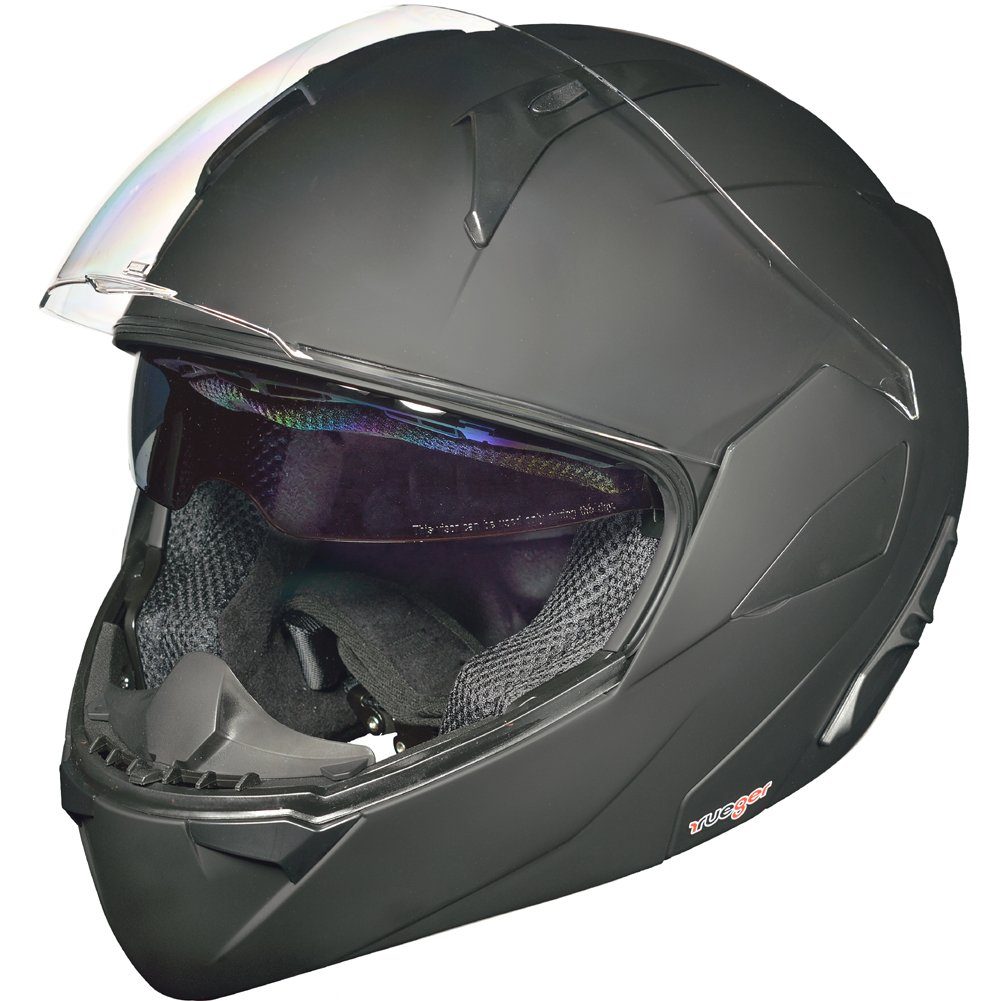 rueger-helmets Motorradhelm RS-992 Klapphelm Motorradhelm Conzept Motorrad Modular Roller Helm ruegerRS-992 Matt Schwarz S