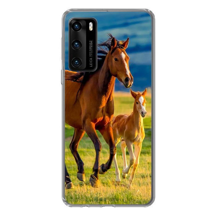 MuchoWow Handyhülle Pferde - Gras - Tiere - Landschaft - Natur Handyhülle Huawei P40 Handy Case Silikon Bumper Case