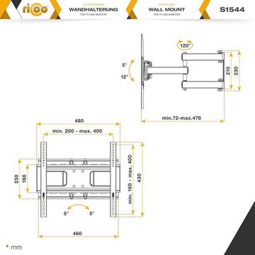 RICOO S1544 TV-Wandhalterung, (bis 65 Zoll, schwenkbar neigbar ausziehbar Fernseher Halter universal VESA 400x400)