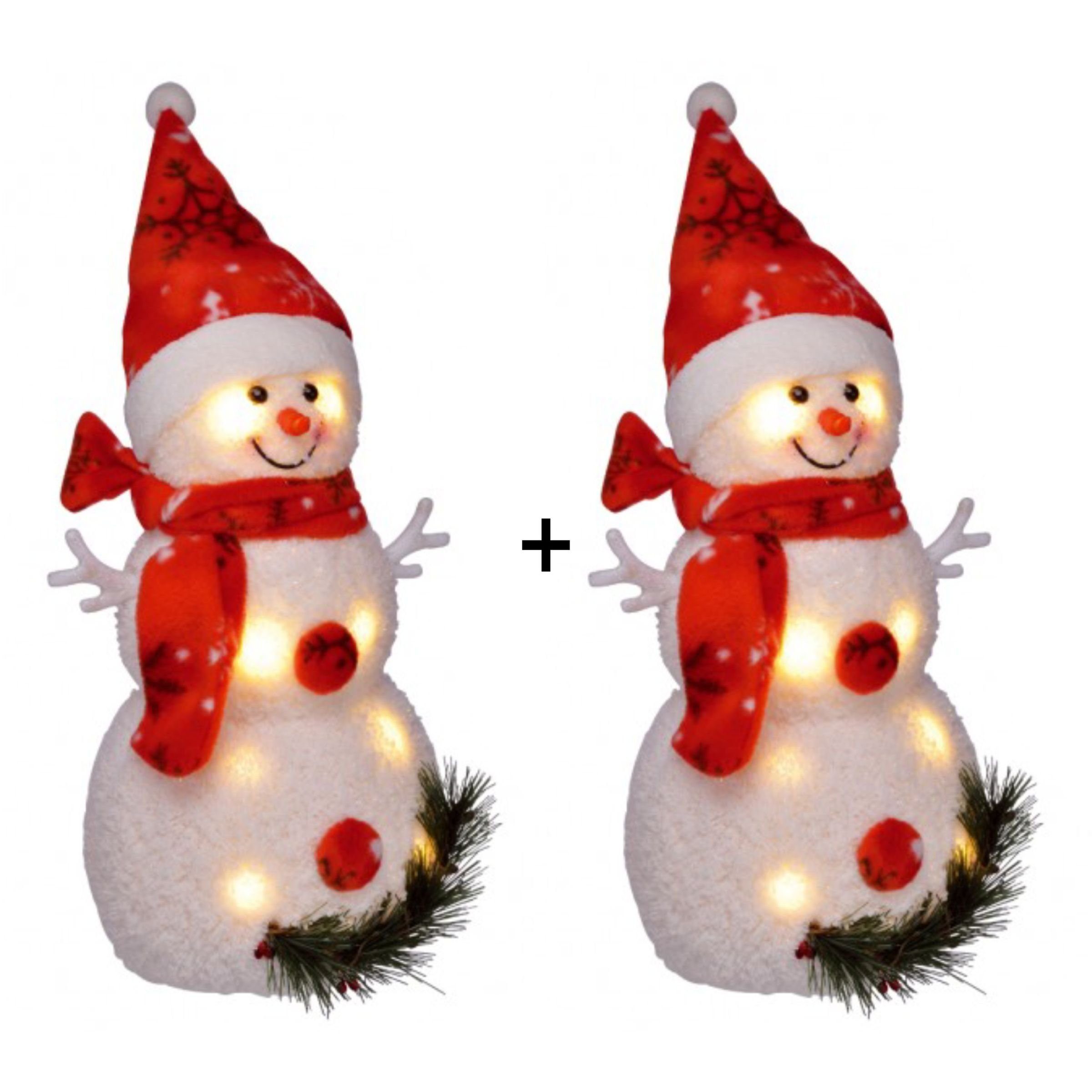 LED-Dekofigur 2er LED Schneemann Beleuchtet Weihnachten