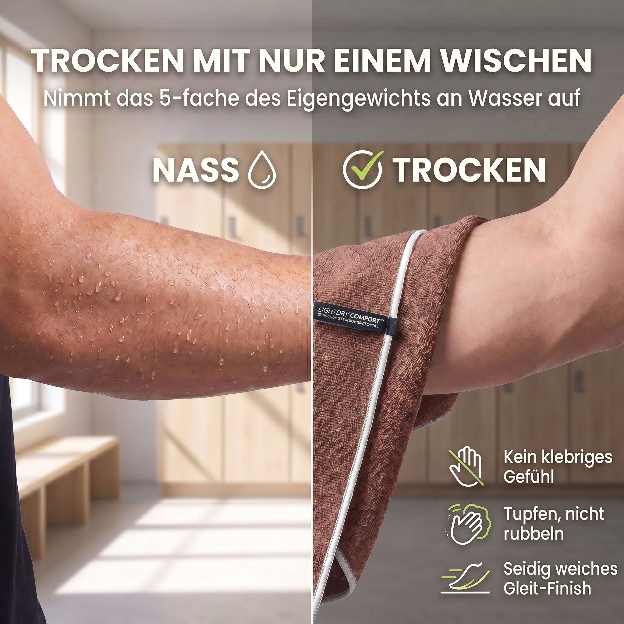 LightDry Reisehandtuch LightDry Reisehandtuch – Leichtes Mikrofaser-Sport und Strandhandtuch, Sport, Strand & Badehandtuch – Bild 4 von 5