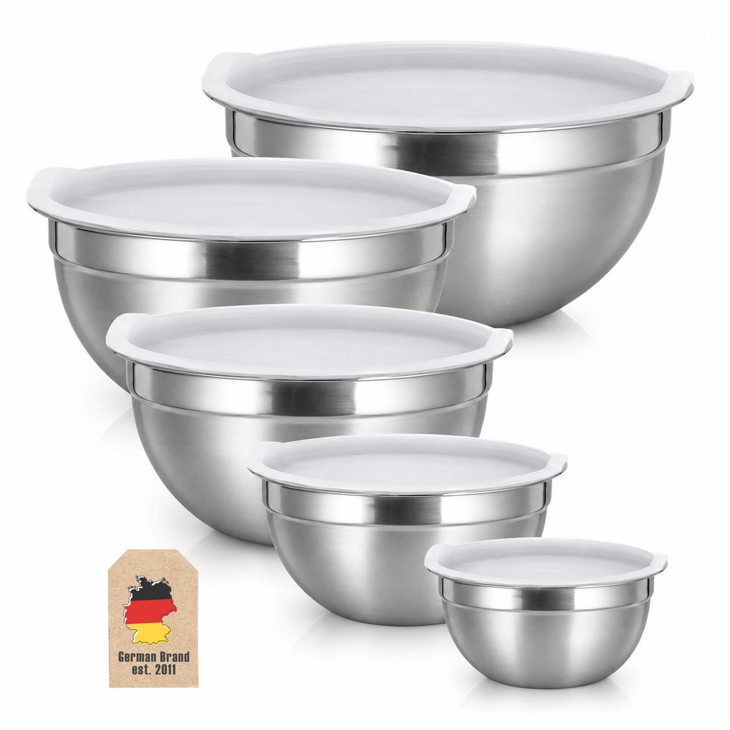 Intirilife Schüssel, Edelstahl, (5-tlg), 5-teiliges Schüssel Set Rührschüsseln Salatschüssel Servierschüssel