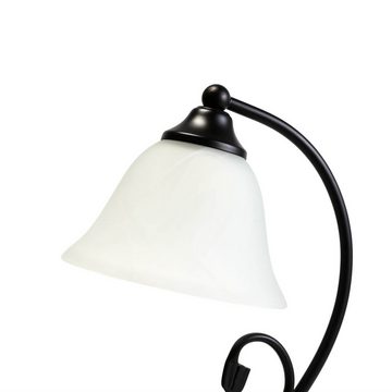 Licht-Erlebnisse Nachttischlampe DOROTHEA, ohne Leuchtmittel, Tischleuchte Landhausstil Nachttisch Alabaster Glas 21cm Lampe