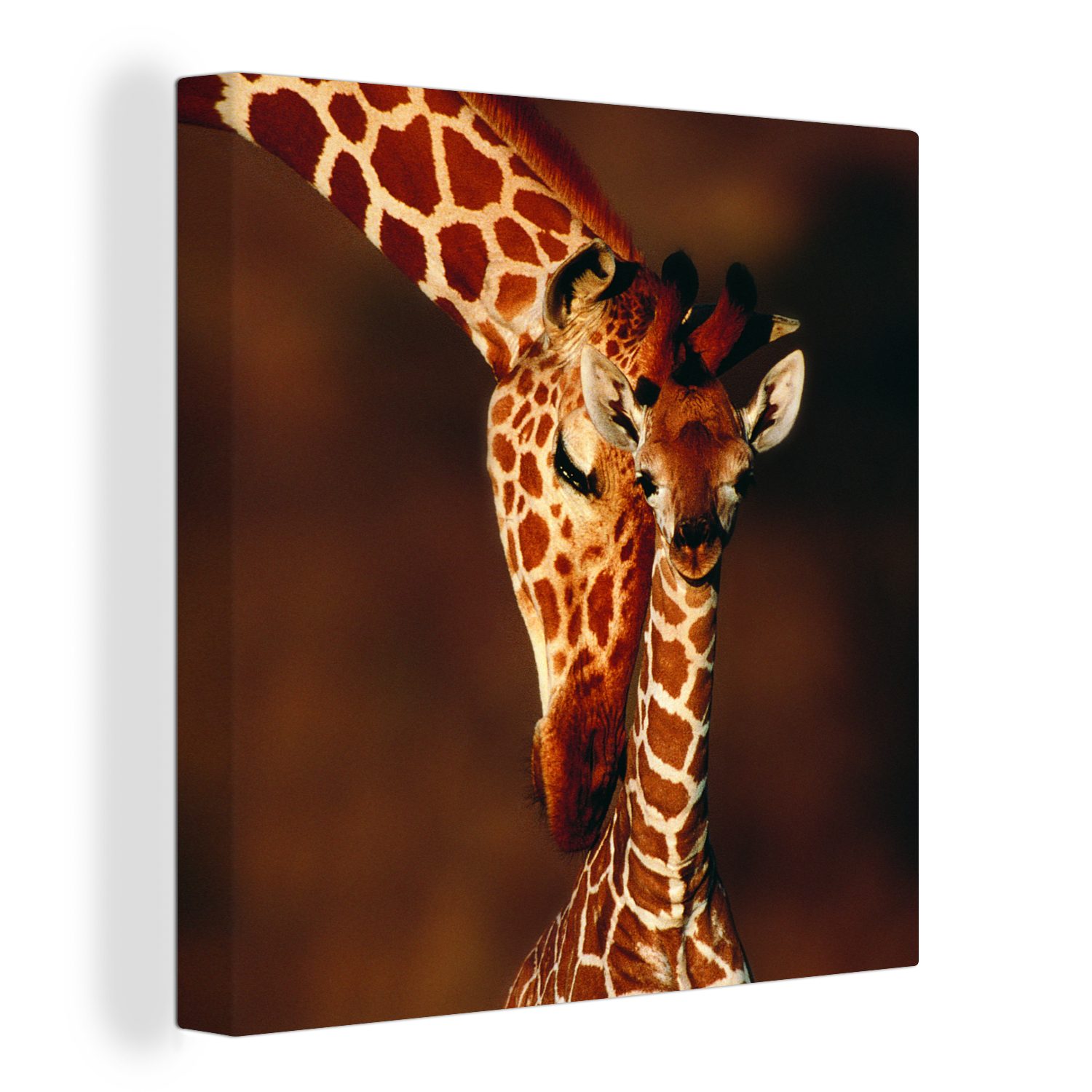 OneMillionCanvasses® Leinwandbild Giraffe - Kalb - Porträt, (1 St), Leinwand Bilder für Wohnzimmer Schlafzimmer