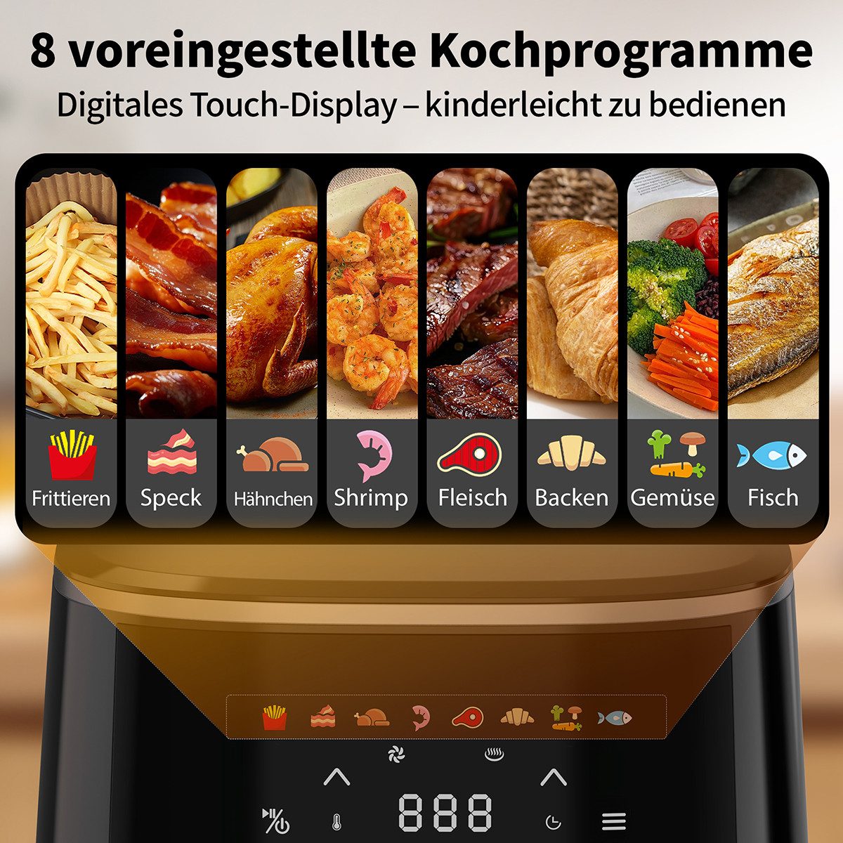 AECO Heißluftfritteuse, 1500 W, Rezeptheft