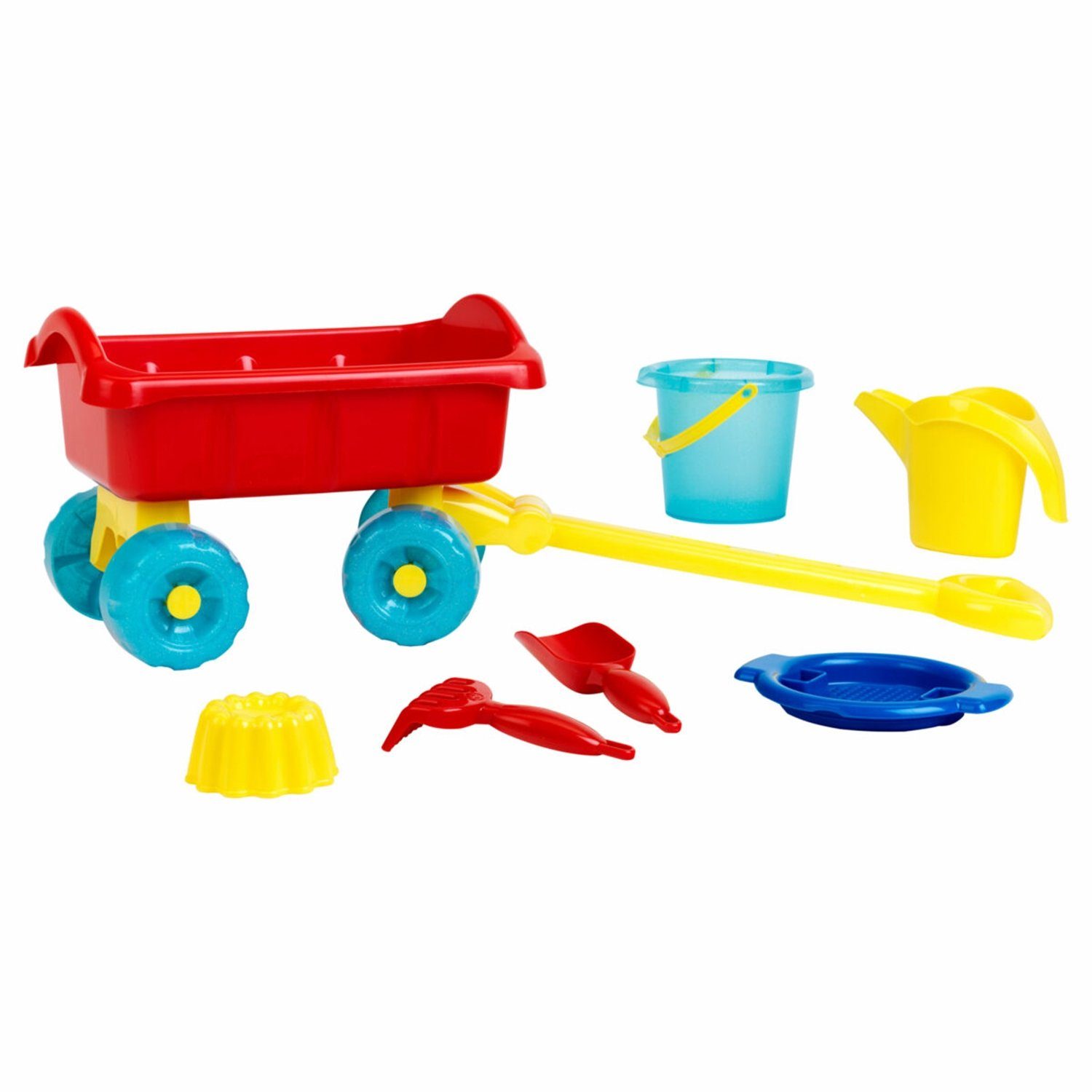 Theo Klein Sandkasten 2002 Aqua Action Bollerwagen + Eimerset