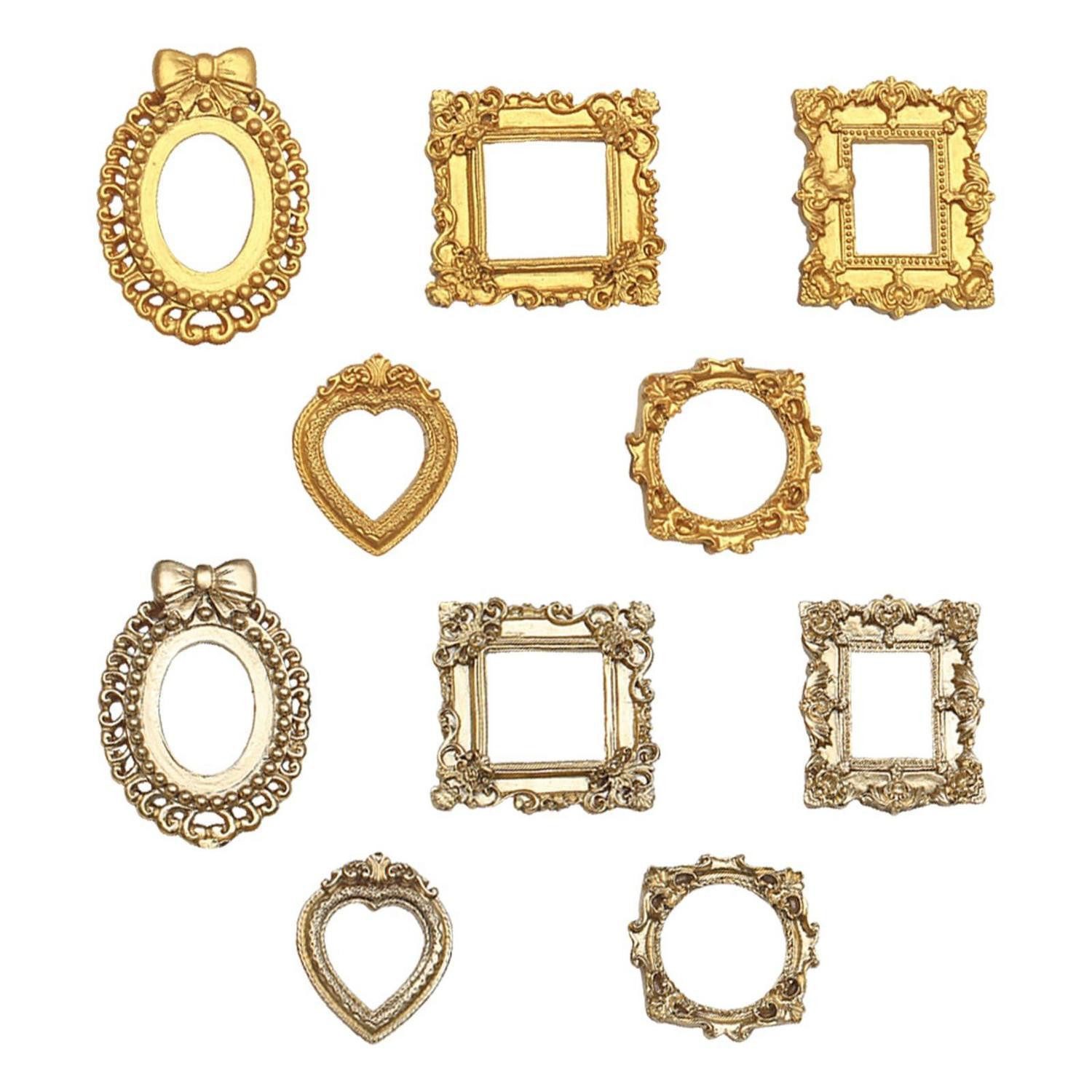 LuxusKollektion Bilderrahmen-Set Mini Bilderrahmen Vintage Set Gold, (10 St)